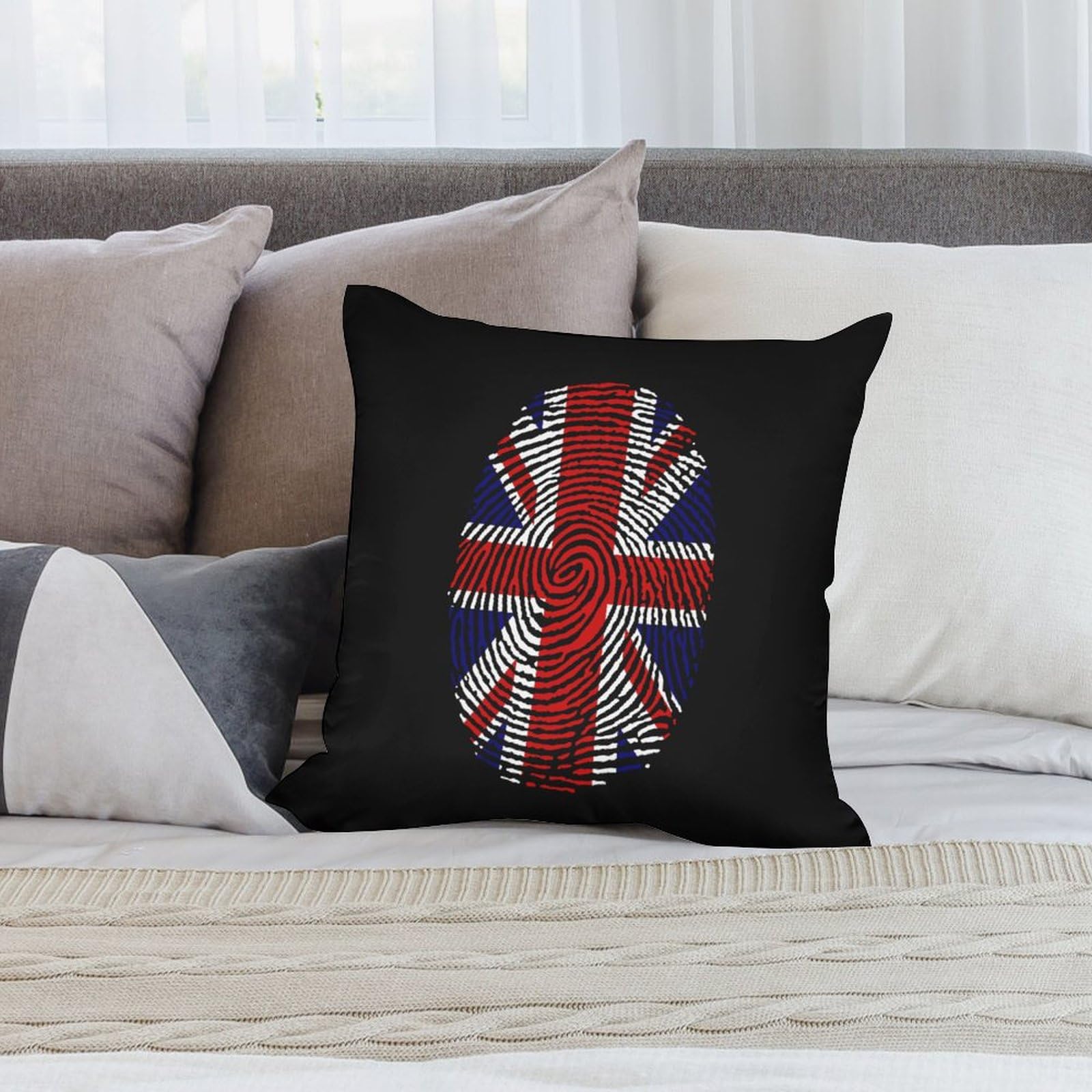 British Flag Finger Polyester Pillow Cases - Soft & Smooth 18x18 Inch Cushion Covers for Sofa, Bed, Living Room Decor - 1 Piece - Perfect for Home, Office & Travel Accessories