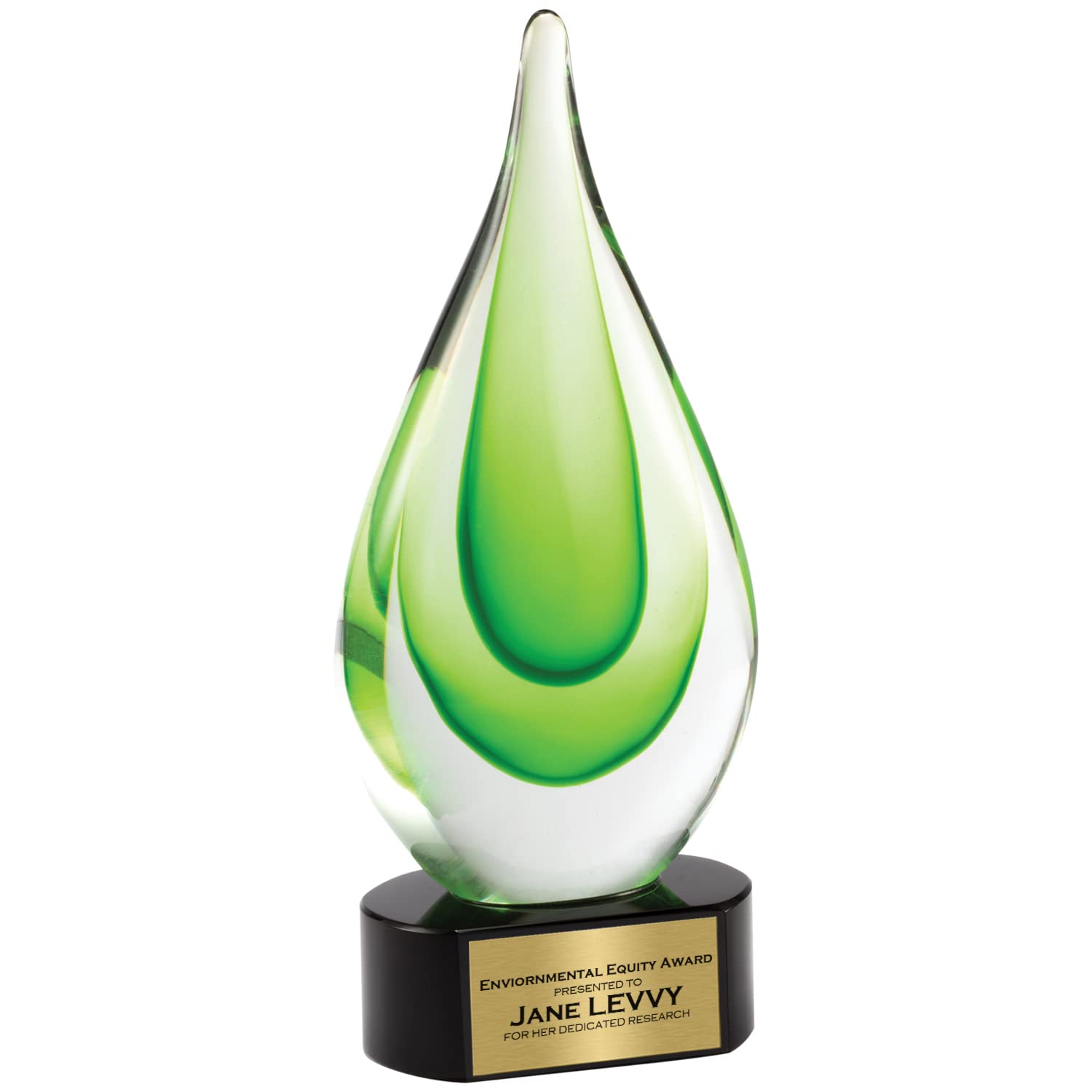 10 Inch Glass Tear Drop Award Trophy on Black Crystal Base - Perfect for Corporate Recognition, Employee Appreciation, and Sports Achievements