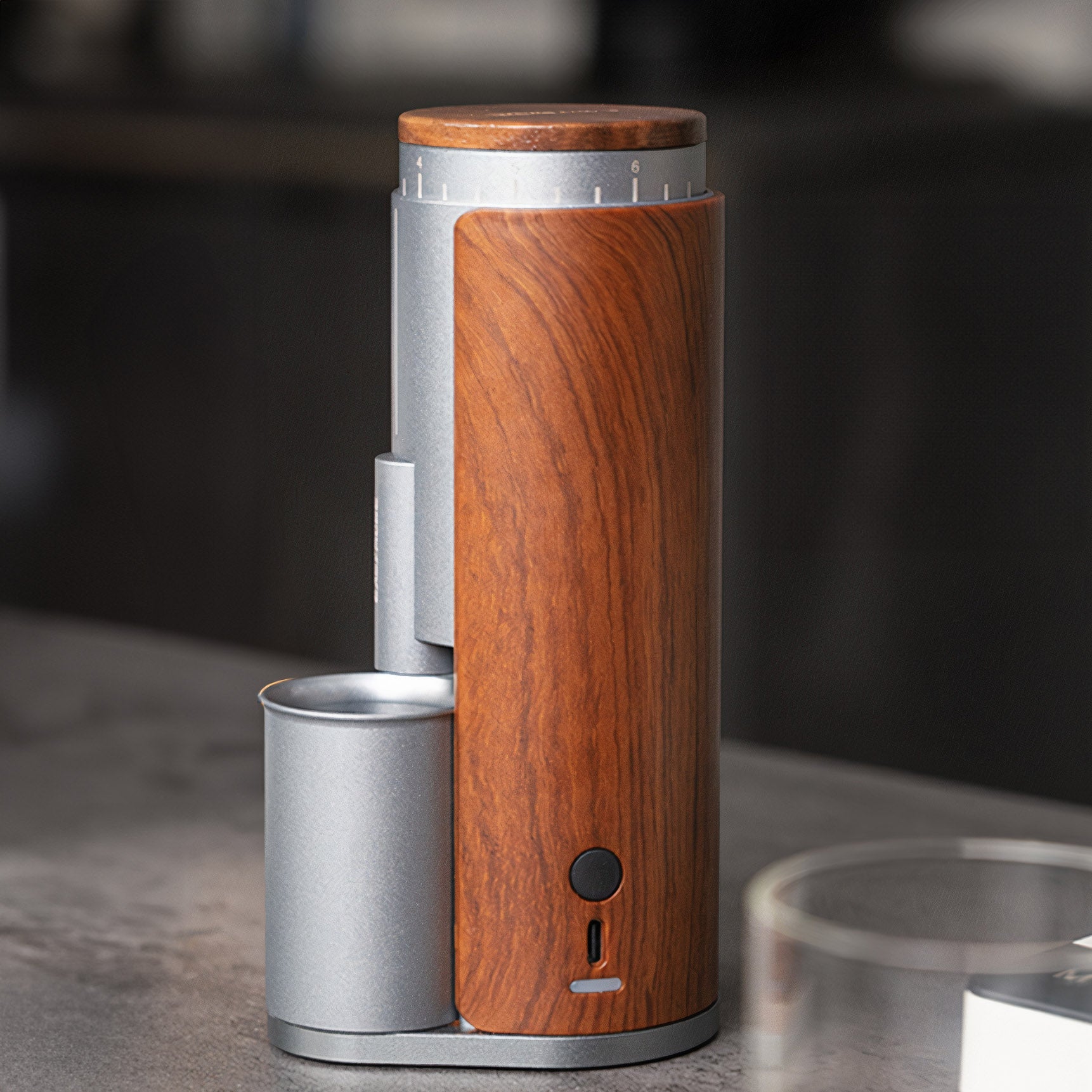 Premium Rechargeable Coffee Grinder with Elegant Wood Cover - Portable Electric Burr Mill for Fresh Espresso, French Press & Cold Brew at Home, Office or Travel