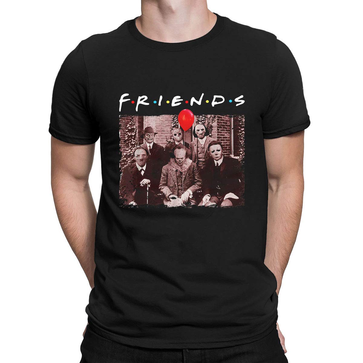 Men's/Women's Halloween Friends Shirts - Scary Movie Graphic T-Shirt for Costume Party & Horror Movie Night | Funny Horror Film Fan Tee