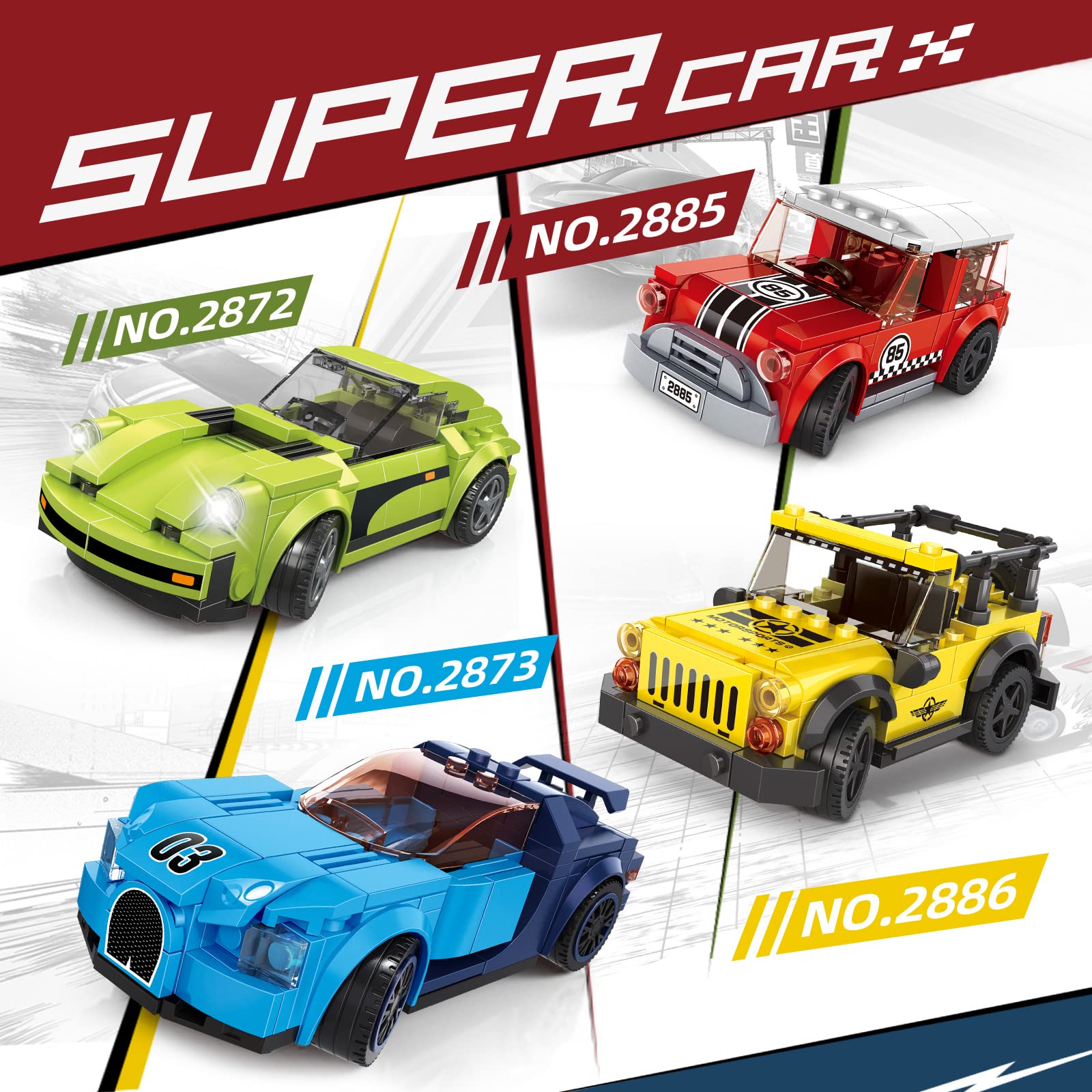 Wange Supercar Building Blocks Toy Set - 122pcs Speed Champions Racing Car Model Kit, Collectible Sports Car for Kids & Adults - Perfect Gift for Birthday, Christmas & Playtime Fun