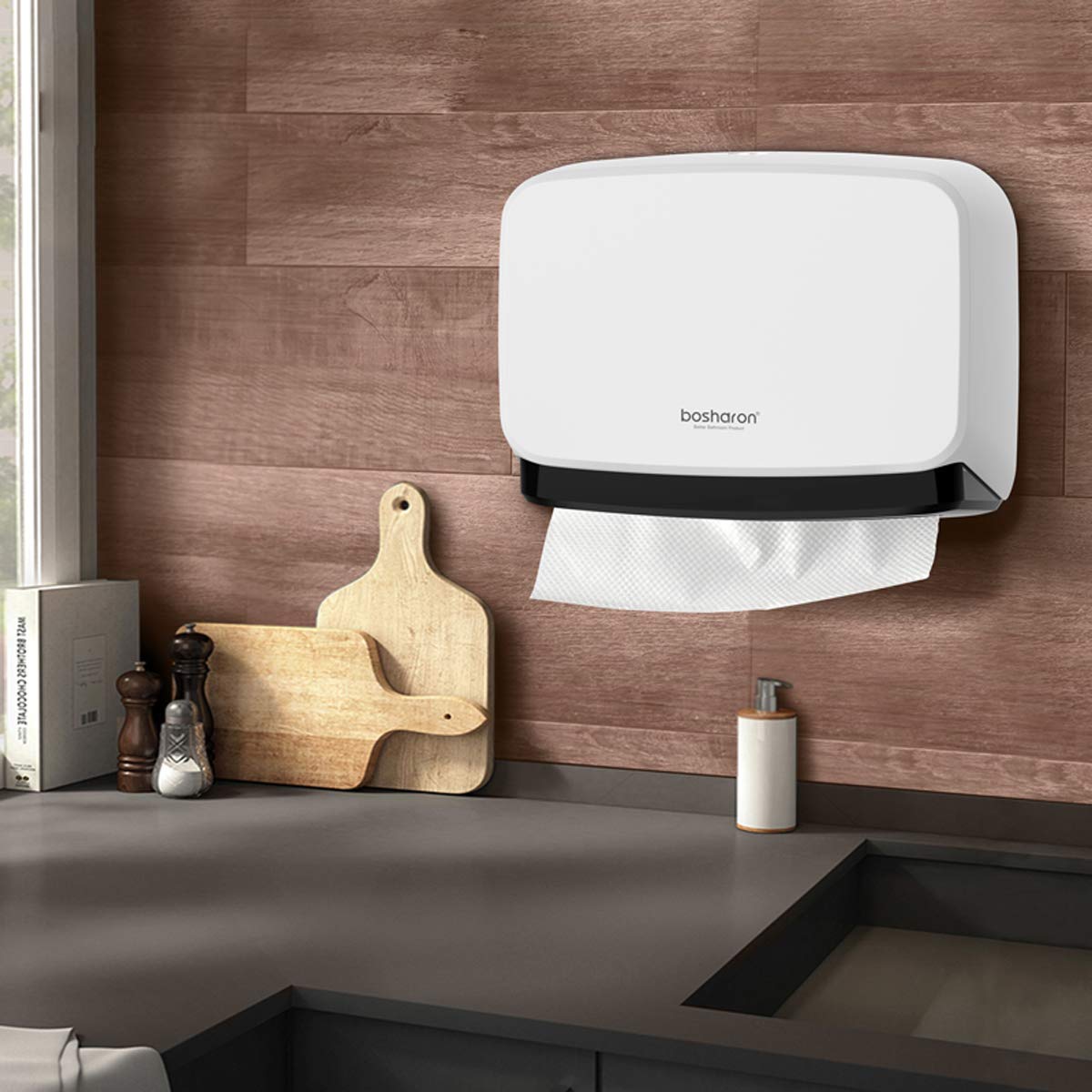 Wall Mounted Paper Towel Dispenser - Heavy Duty Z-Fold Commercial Tissue Holder for Bathroom & Kitchen - White - Ideal for Restaurants, Offices, and Home Use
