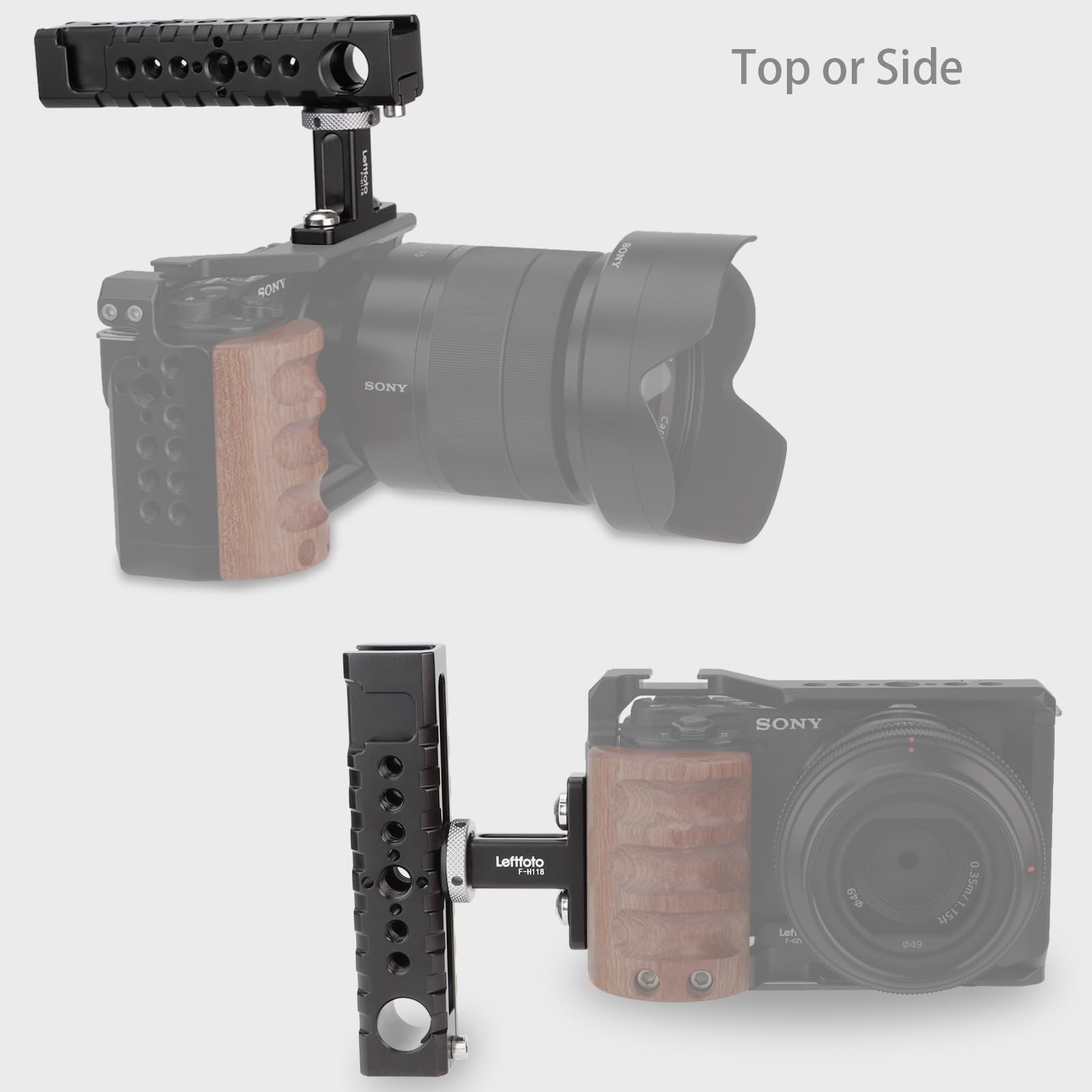 Universal DSLR Camera Top Handle & Side Handle Grip - Compatible with DSLR Cameras, Video Camcorders, Film Rigs - Includes Shoe Mount for LED Lights & Microphones - Perfect for Videography, Filmmaking, and Professional Video Production