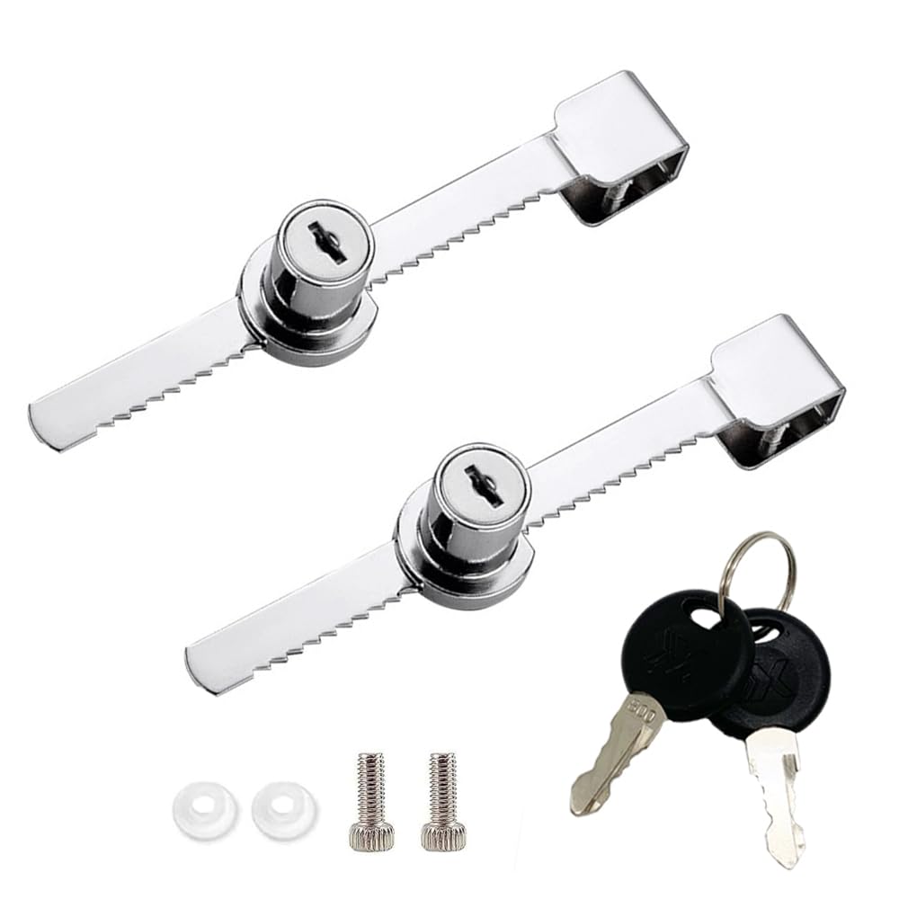 Chrome Sliding Glass Door Ratchet Lock - Keyed Alike Display Case Lock for Showcase & Cabinet Security - Secure Retail, Home & Office Glass Doors
