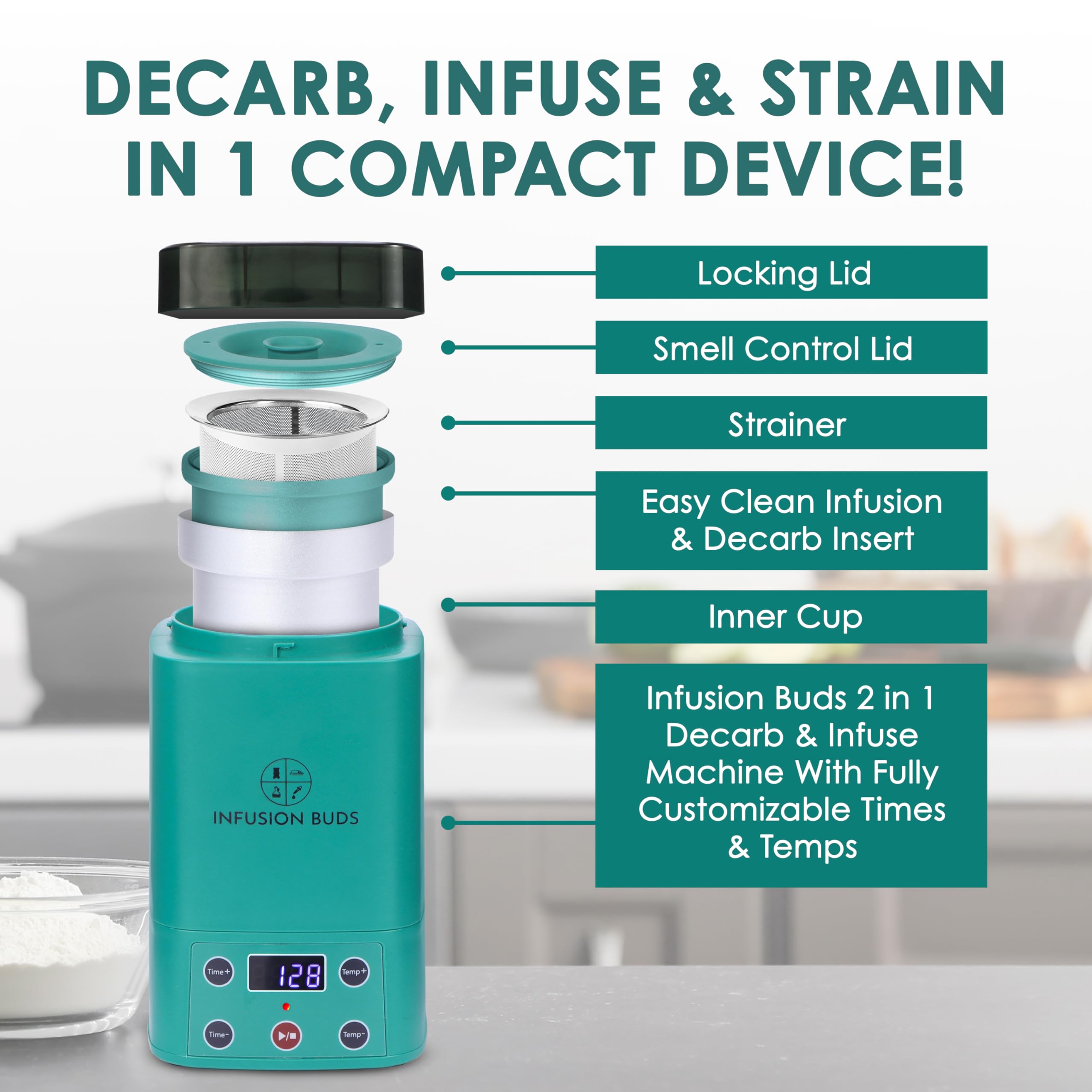 2-in-1 Decarboxylator and Infuser Machine | Magic Butter Maker & Herbal Oil Infuser with Compact Design | Includes Recipe Book & Accessories | Perfect for Making CBD Oil, THC Butter, and Cannabis Edibles at Home