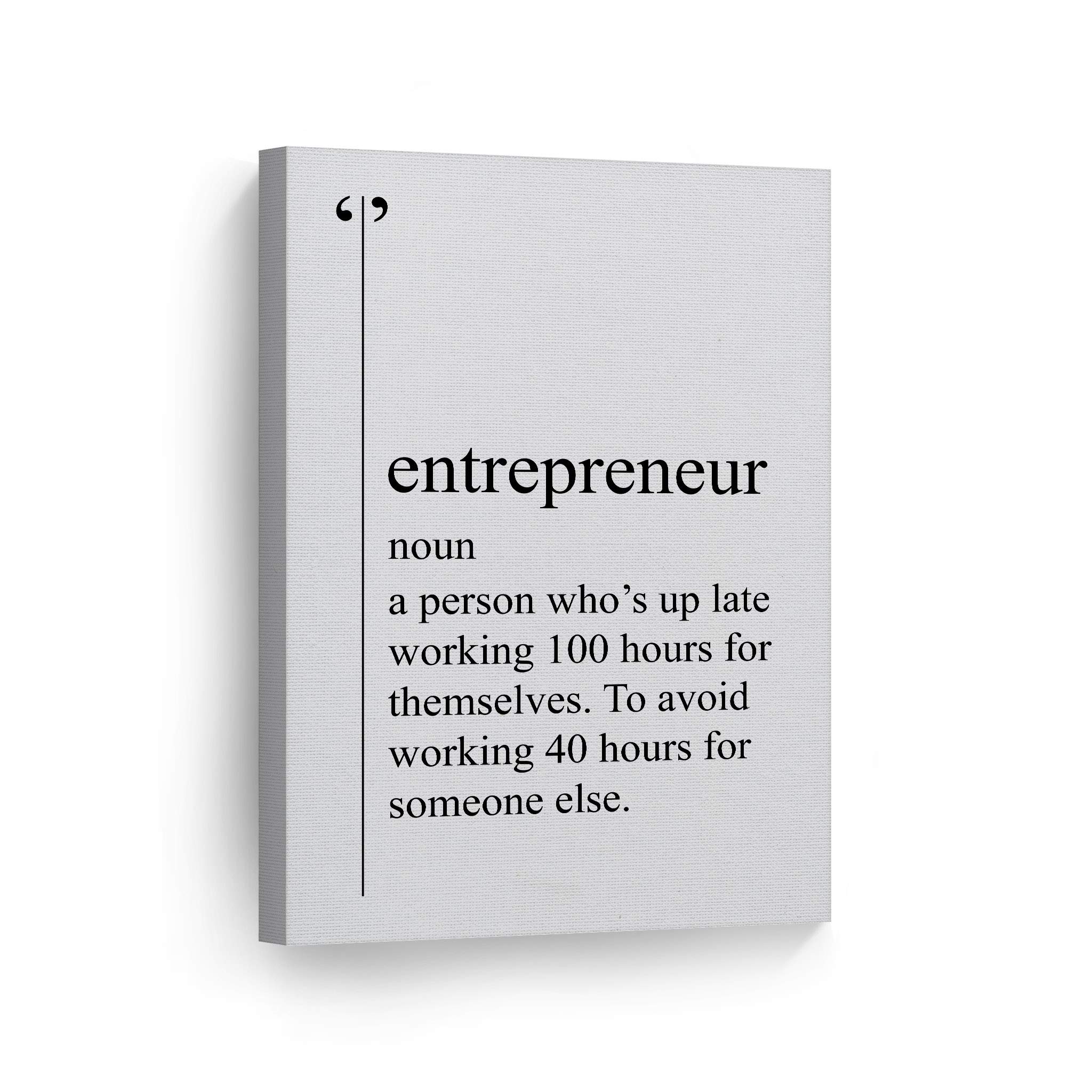 Entrepreneur Definition Motivational Canvas Wall Art - Black & White Dictionary Print Inspirational Office Decor for Living Room, Home & Gifts (40x30 Inch, Ready to Hang) | Perfect for Startup Spaces, Home Offices & Motivational Gifts