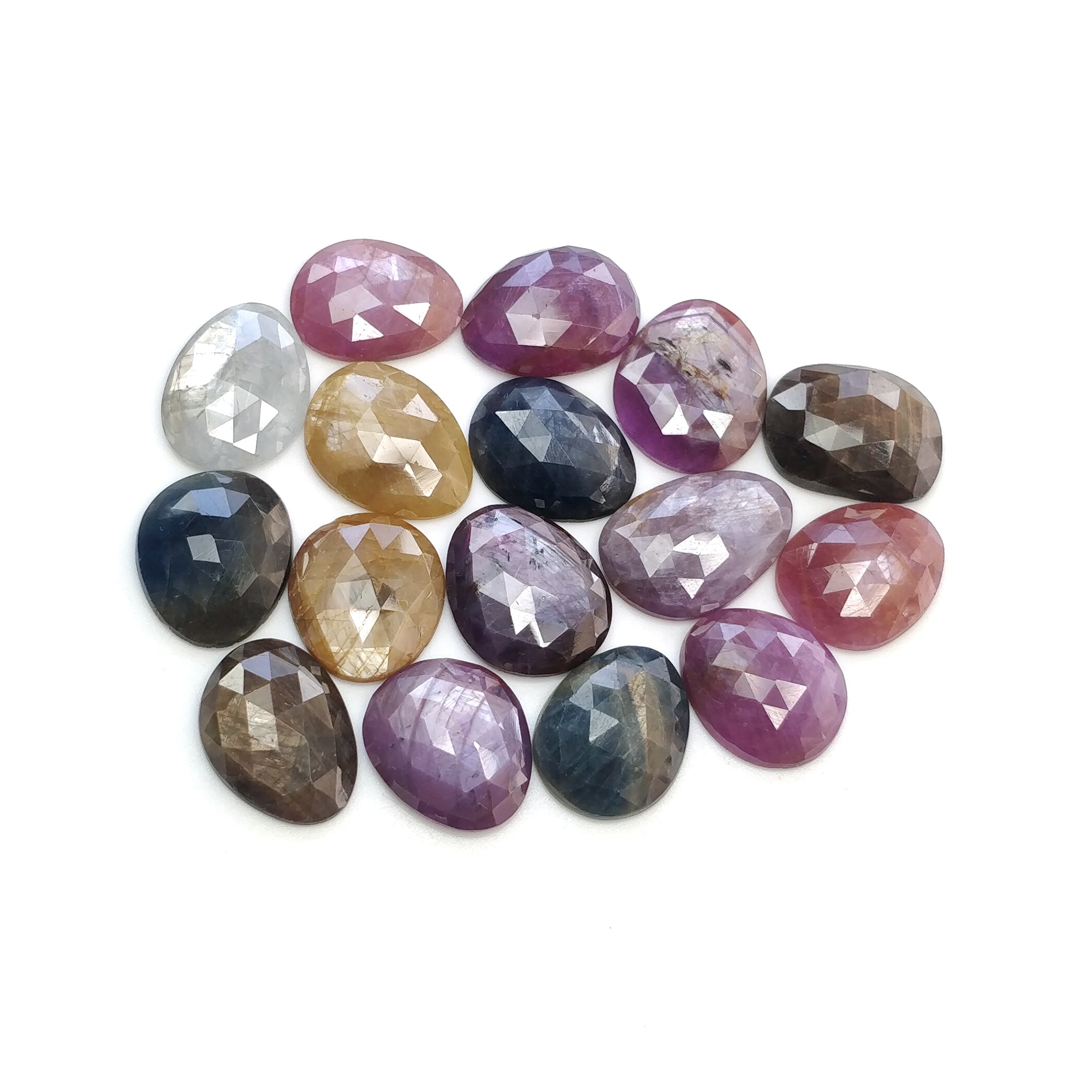 Natural Untreated Multi-Color Sapphire Gemstone Lot - Rose Cut Egg Shape for Jewelry Making, Engagement Rings & Healing Crystals | Wholesale Bulk Gems for DIY Crafting