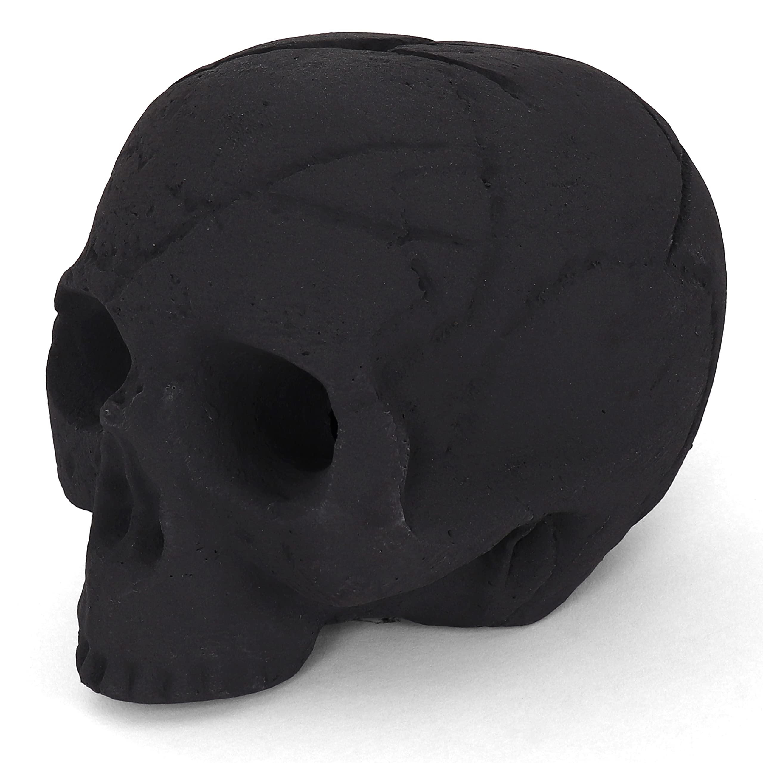 Blue Ridge Brand Ceramic Skull Fire Logs - Large Black Fire Pit Skull Decor for Outdoor Fireplace, Halloween & Gothic Party Decorations - Durable Ceramic Skeleton Head Logs for Camping, Backyard & Patio Fire Pits (Set of 4)
