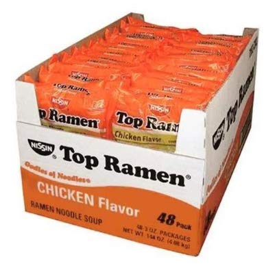 Nissin Top Ramen Chicken Flavor Instant Noodles, 3oz (24 Pack) - Quick & Easy Meal for College Students, Office Lunch & Late Night Snacks