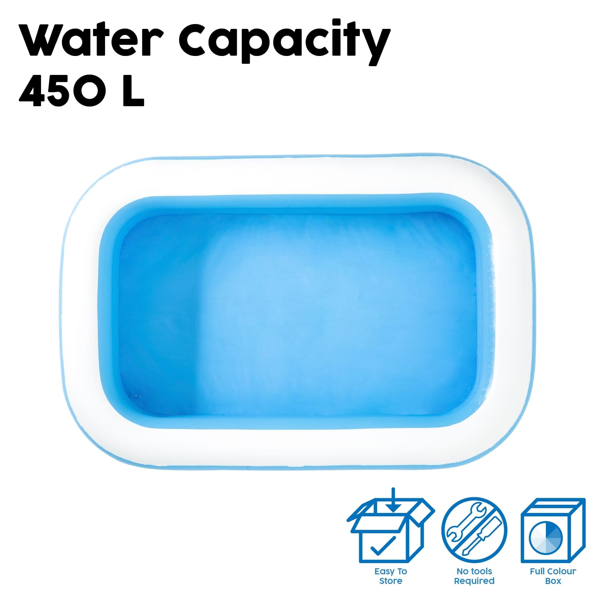 Bestway Blue Rectangular Family Swimming Pool 105.91