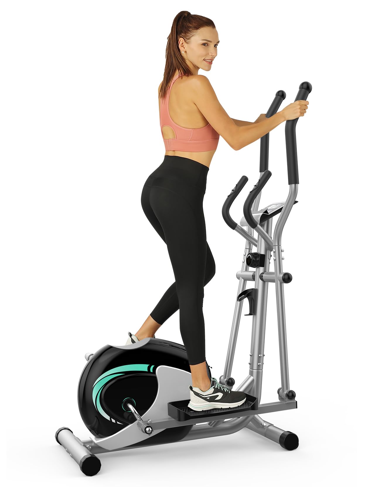 THERUN Magnetic Elliptical Machine for Home - Hyper-Quiet Compact Exercise Bike with 8-Level Resistance, 6KG Flywheel, Pulse Sensor & LCD Monitor - Perfect for Small Spaces, Home Gym & Cardio Workouts