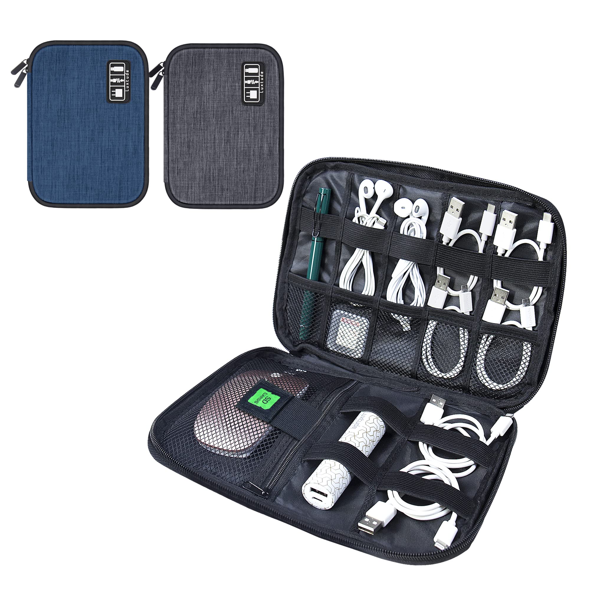 **Luxtude Electronic Organizer - Compact & Portable Cable Organizer (2-Pack) - Travel Cord Storage Bag for Phone, USB, SD Cards & Chargers - Perfect for Office, Travel & Home Organization**