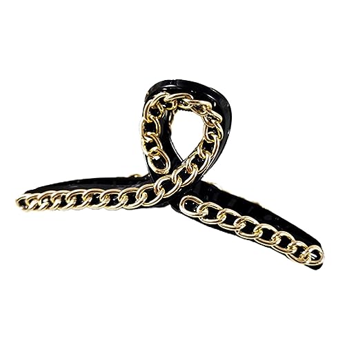 Beera Gold Hair Claw Clips with Chain - Large Jaw Hair Barrettes for Women & Girls - Elegant Hair Accessories for Parties, Weddings & Everyday Styling (Pack of 1)