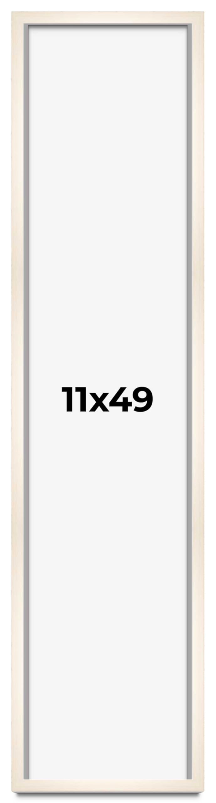 CountryArtHouse 11x49 Whitewashed Solid Wood Picture Frame - 0.8125 Inch Moulding Width with UV Acrylic Plexiglass, Acid-Free Foam Board Backing & Hanging Hardware - Perfect for Gallery Walls, Home Decor & Office Display