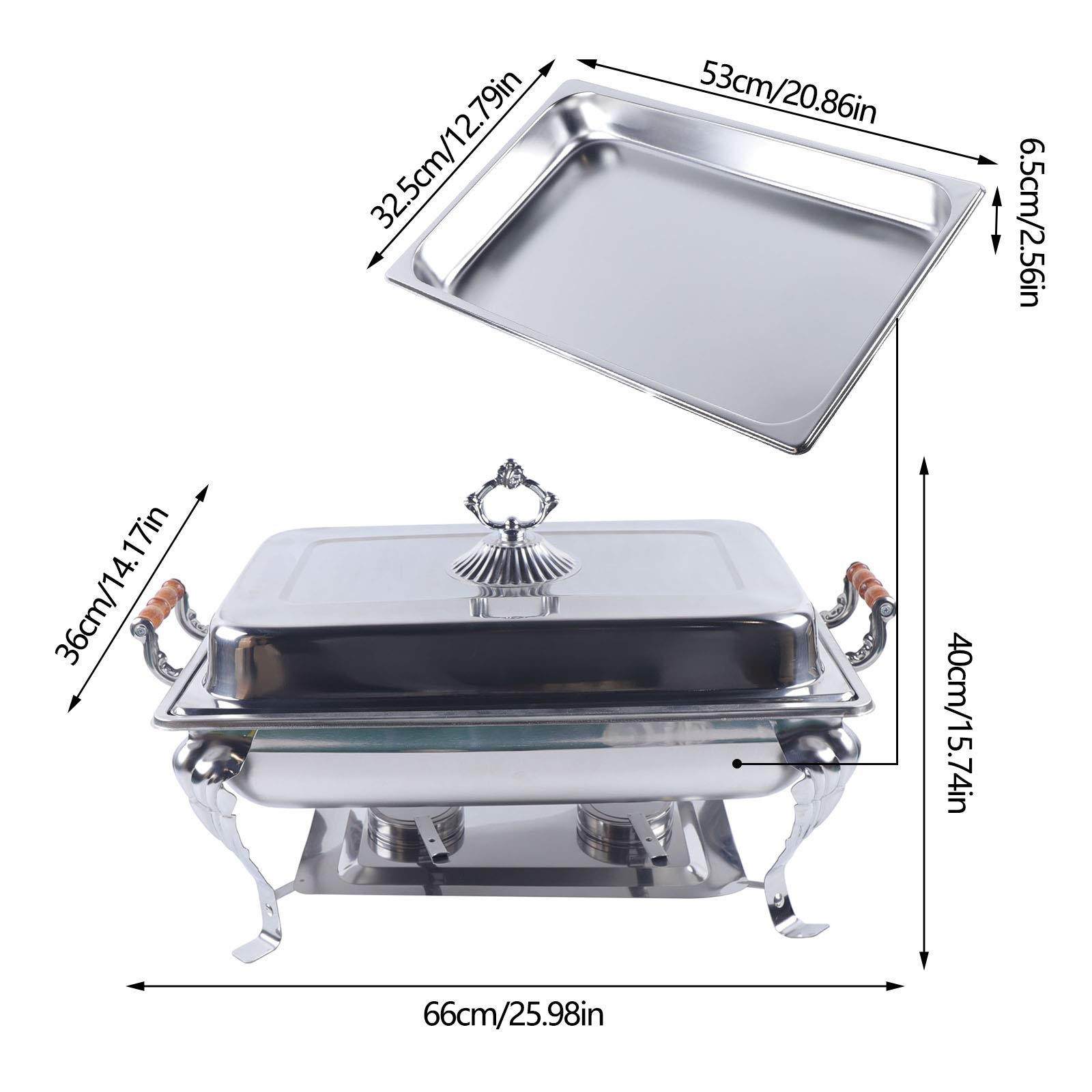 Premium 201 Stainless Steel Chafing Dish with Lid - Silver Square Buffet Food Warmer for Catering, Weddings, Banquets & Events - Keep Meals Hot for Parties, Buffets & Large Gatherings