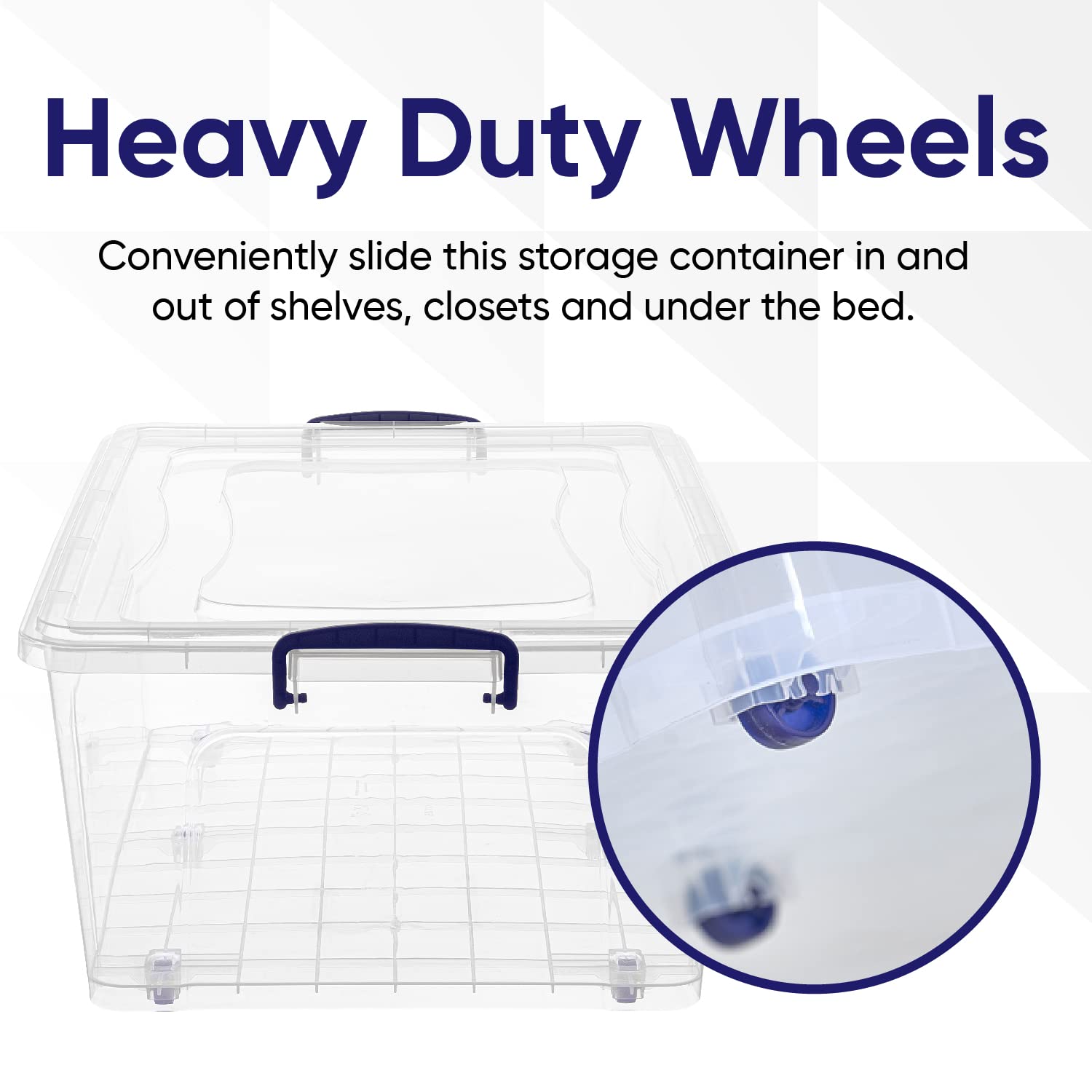 Superio 60 Quart Clear Storage Bin with Lids - Large Stackable Plastic Container with Wheels for Home Organization, Garage Storage & Closet (Ideal for Seasonal Decor, Toys, and Household Items)