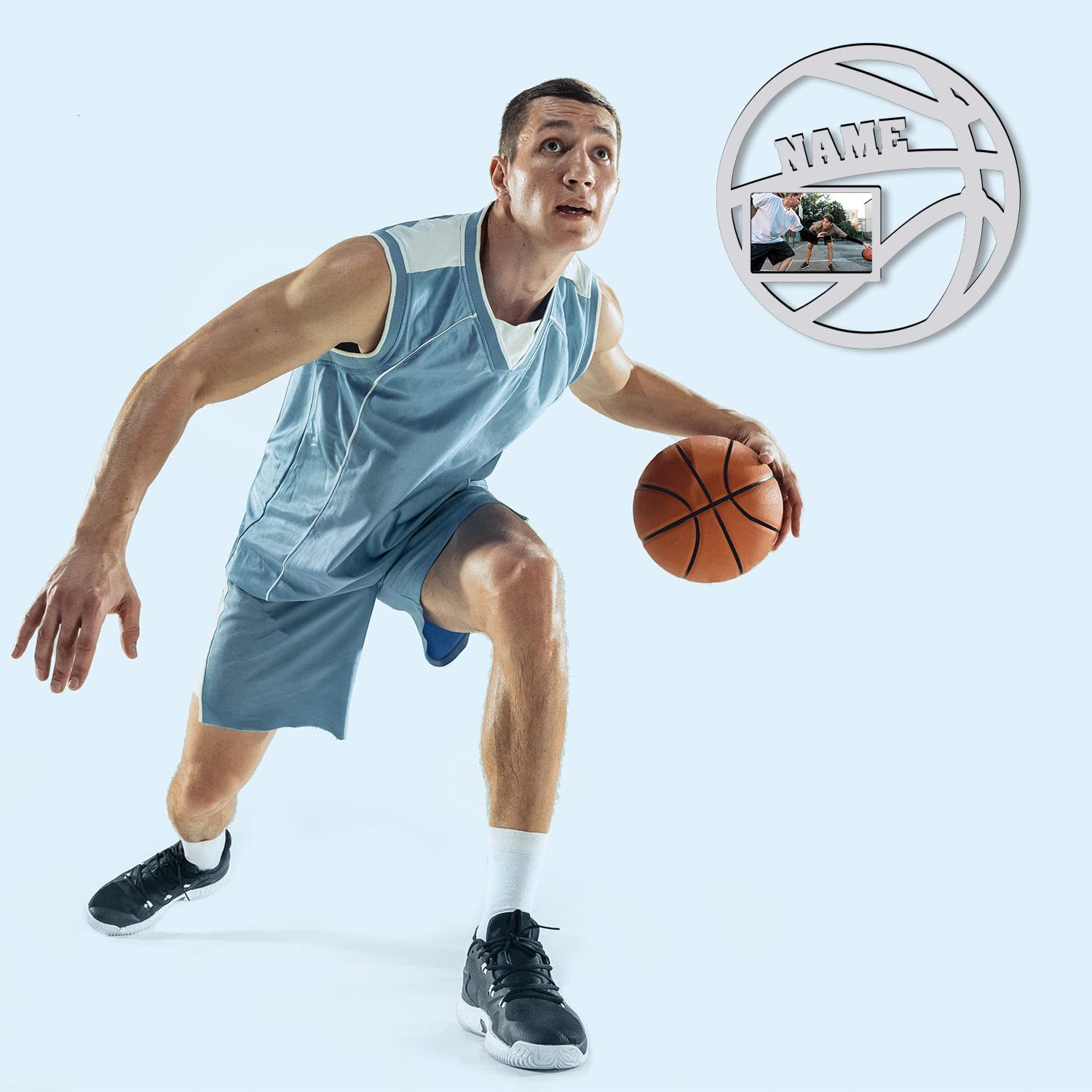 Personalized NEID Basketball Picture Frame - Custom Gift for Basketball Players & Fans - Unique Home Decor for Sports Lovers - Perfect for Bedroom, Office, or Man Cave Display