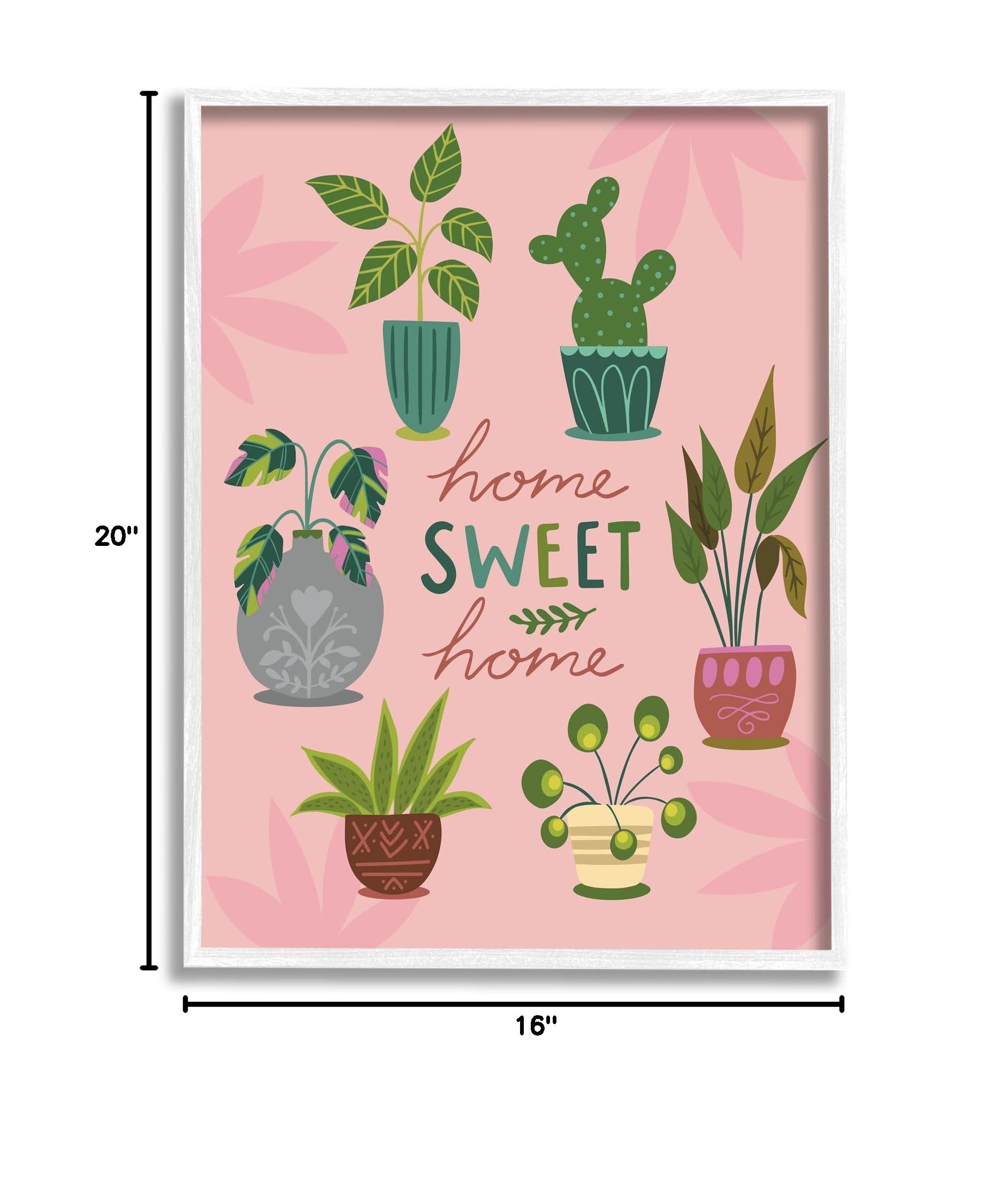 Stupell Industries Home Sweet Home Charming Potted House Plants - Louise Allen Design | Indoor Decor, Living Room & Office Greenery