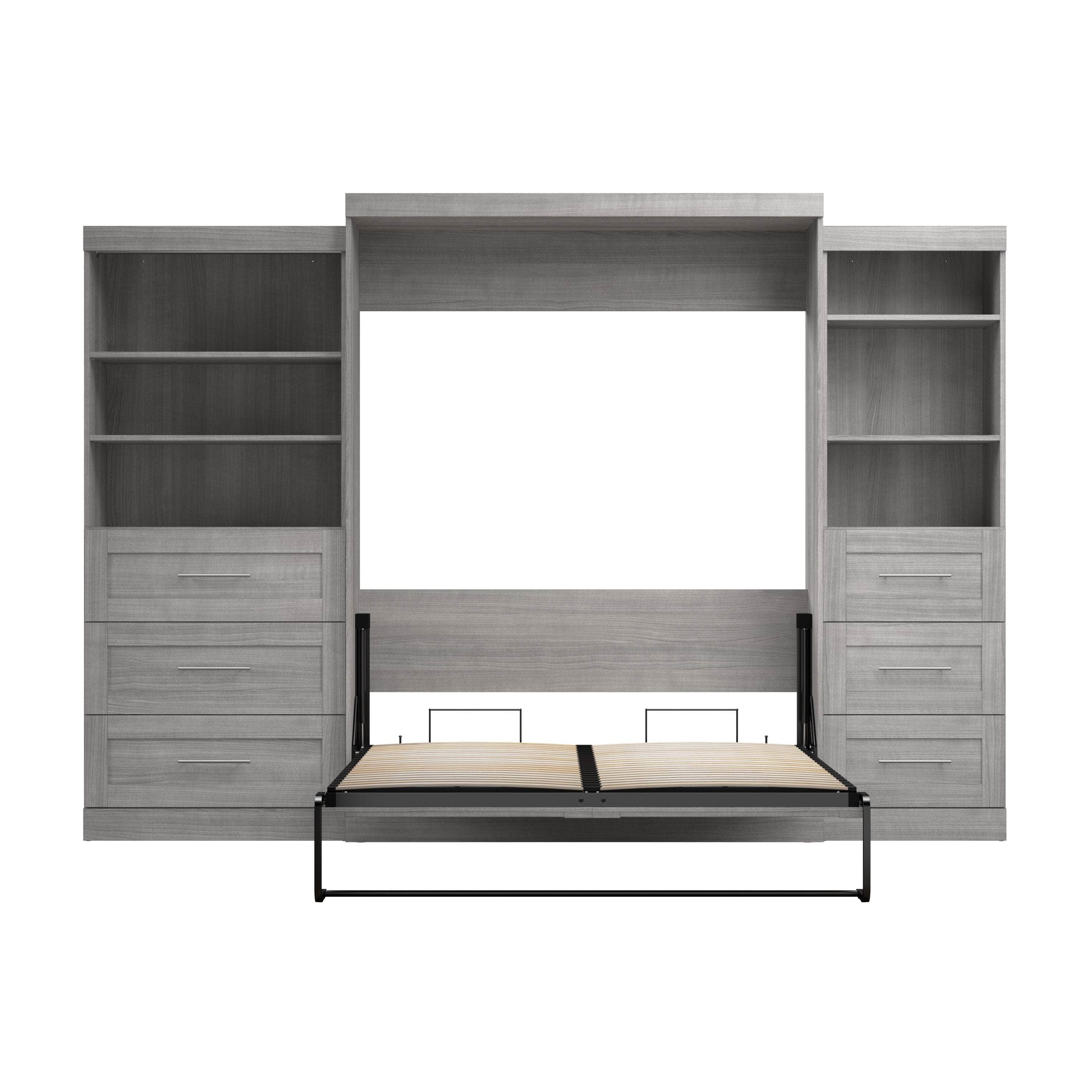 Pur Queen Murphy Wall Bed with 2 Storage Units & Drawers (126