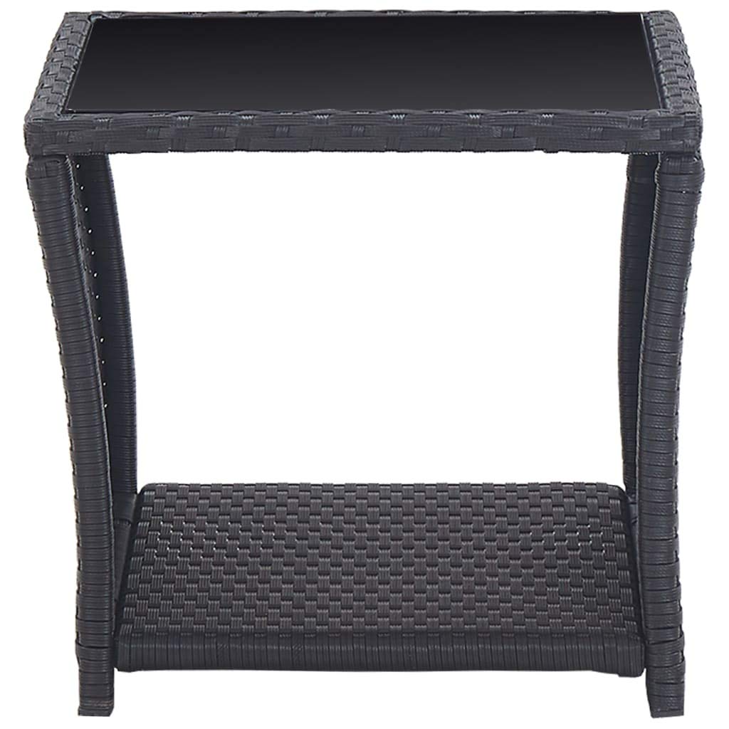 3-Piece Black Poly Rattan Bistro Set with Cushions - Outdoor Patio Furniture Conversation Sofa Set for Backyard, Porch, Garden & Poolside - Perfect for Relaxing, Entertaining & Dining Al Fresco