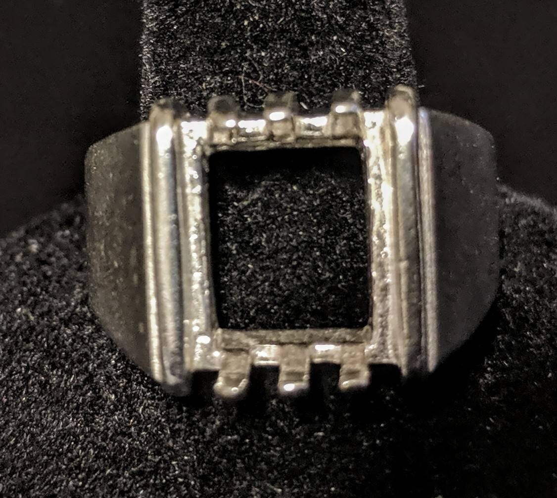10x8mm & 12x10mm Emerald Cut Sterling Silver or 10K Gold Pre-Notched Blank Men's Ring Size 10 - Wedding Band, Engagement Ring Setting (163 304/143 304) - Perfect for Proposals, Anniversaries & Gifts