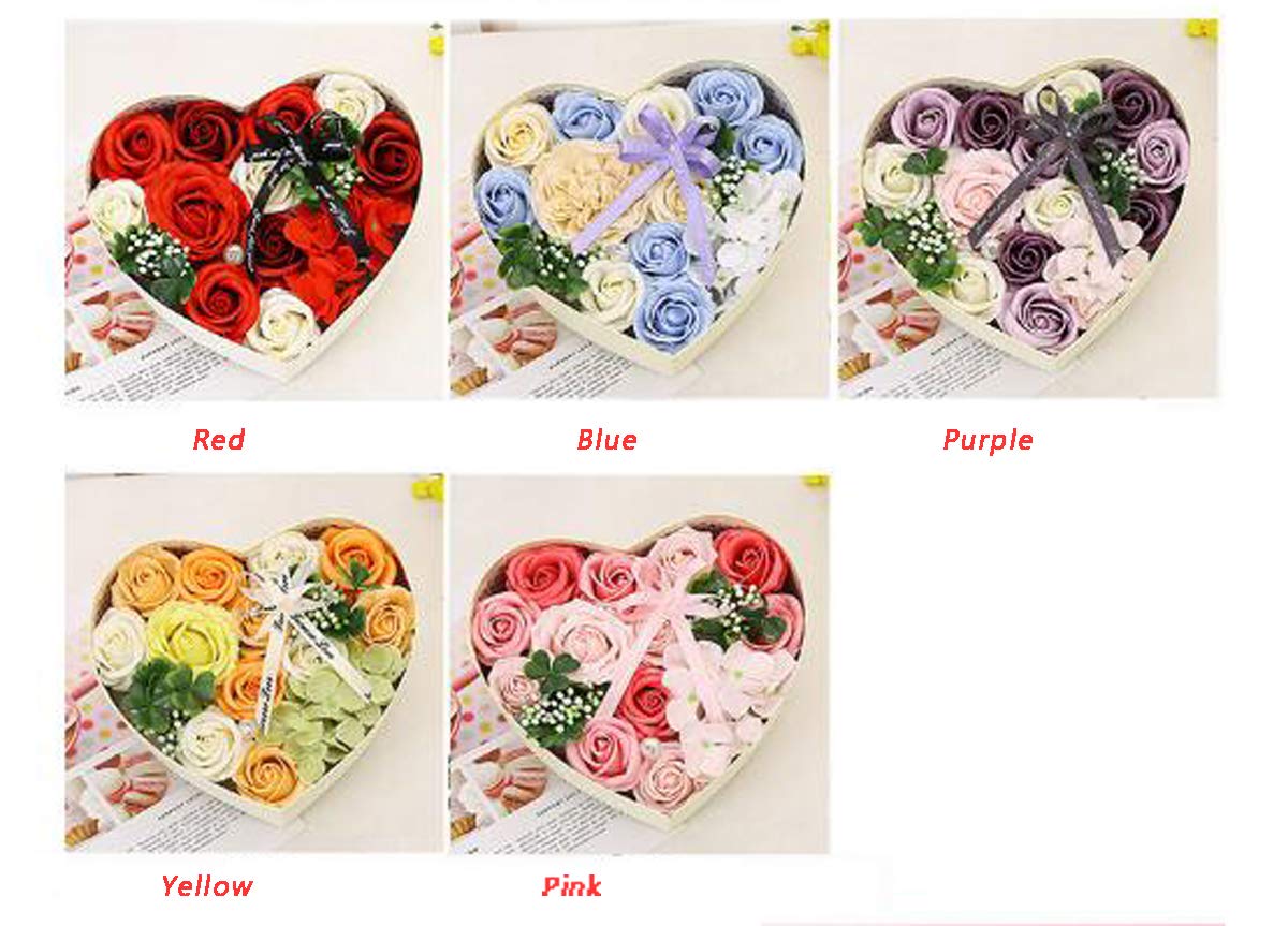Luxury Artificial Rose Floral Bath Soap Set with Real Petals - Romantic Gift for Women, Girlfriend, Wife, Mom - Perfect for Valentine's Day, Anniversary, Wedding, Birthday, Christmas (Red) - Create Spa-like Relaxation at Home