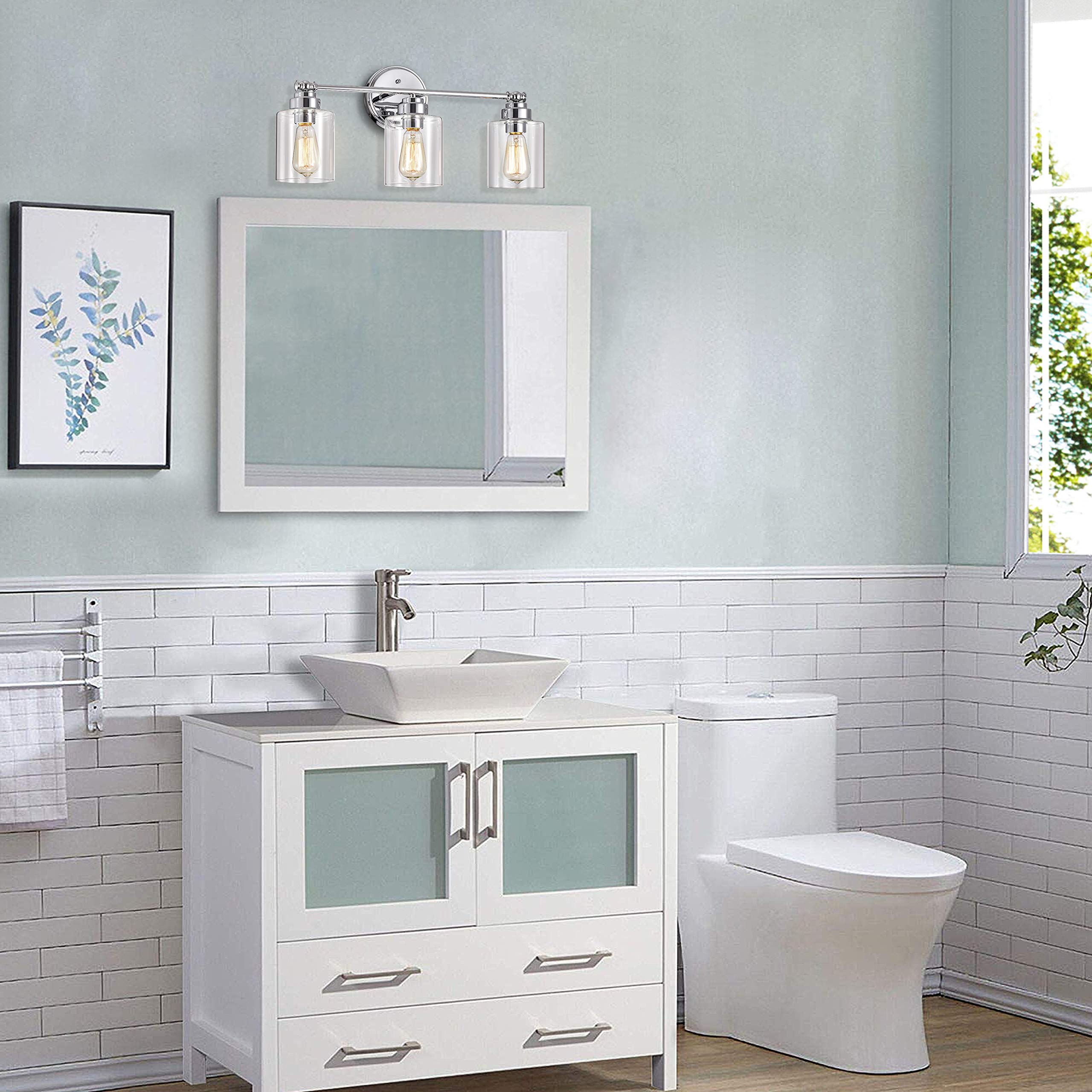 3-Light Chrome Bathroom Vanity Light Fixture - 23