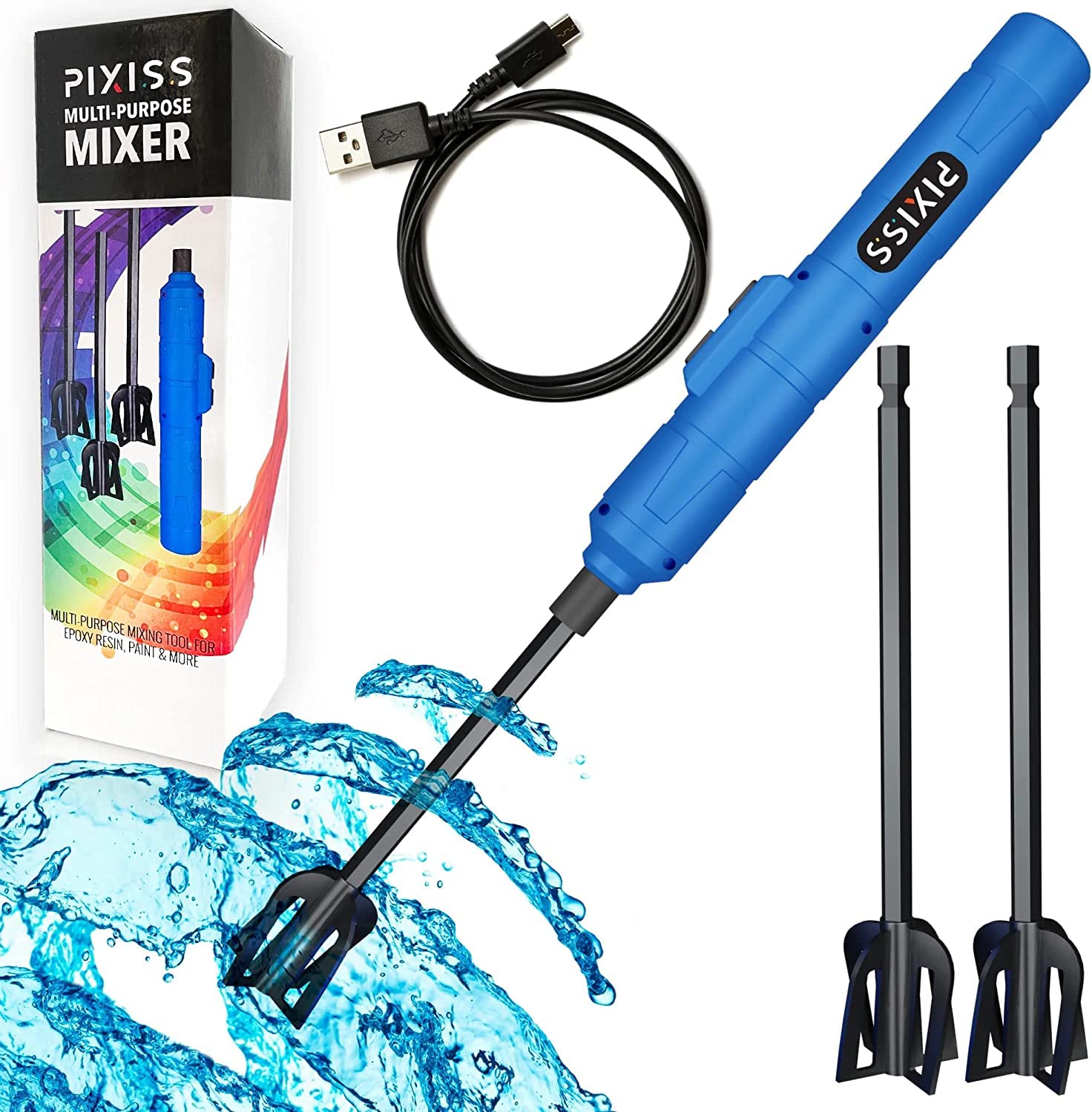 **Pixiss Premium Handheld Rechargeable Epoxy Resin Mixer - Pro-Grade Resin Stirrer for DIY Crafts, Tumblers & Resin Art - Minimizes Bubbles with Included Starter Kit - Perfect for Resin Jewelry, Coasters & Home Decor Projects**