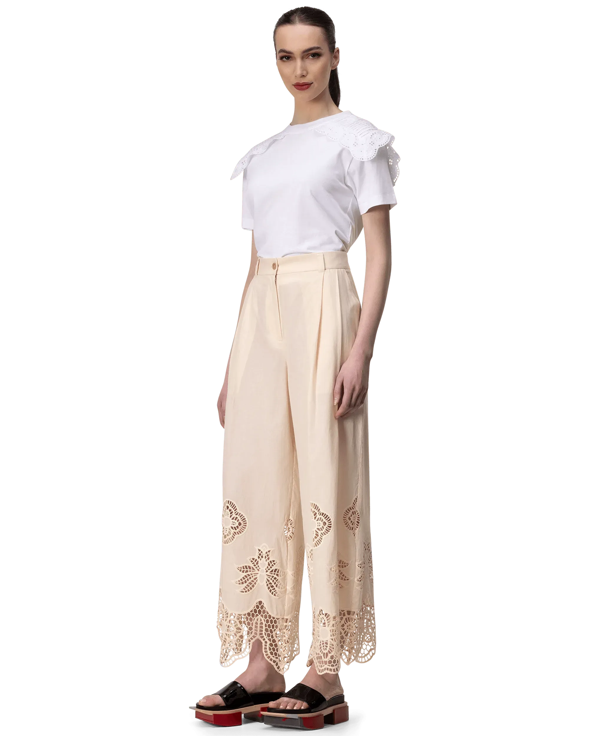 Stylish Eyelet Embroidered Cotton T-Shirt for Women | Breathable Summer Top | Casual & Boho Fashion | Perfect for Outings, Beach & Date Nights