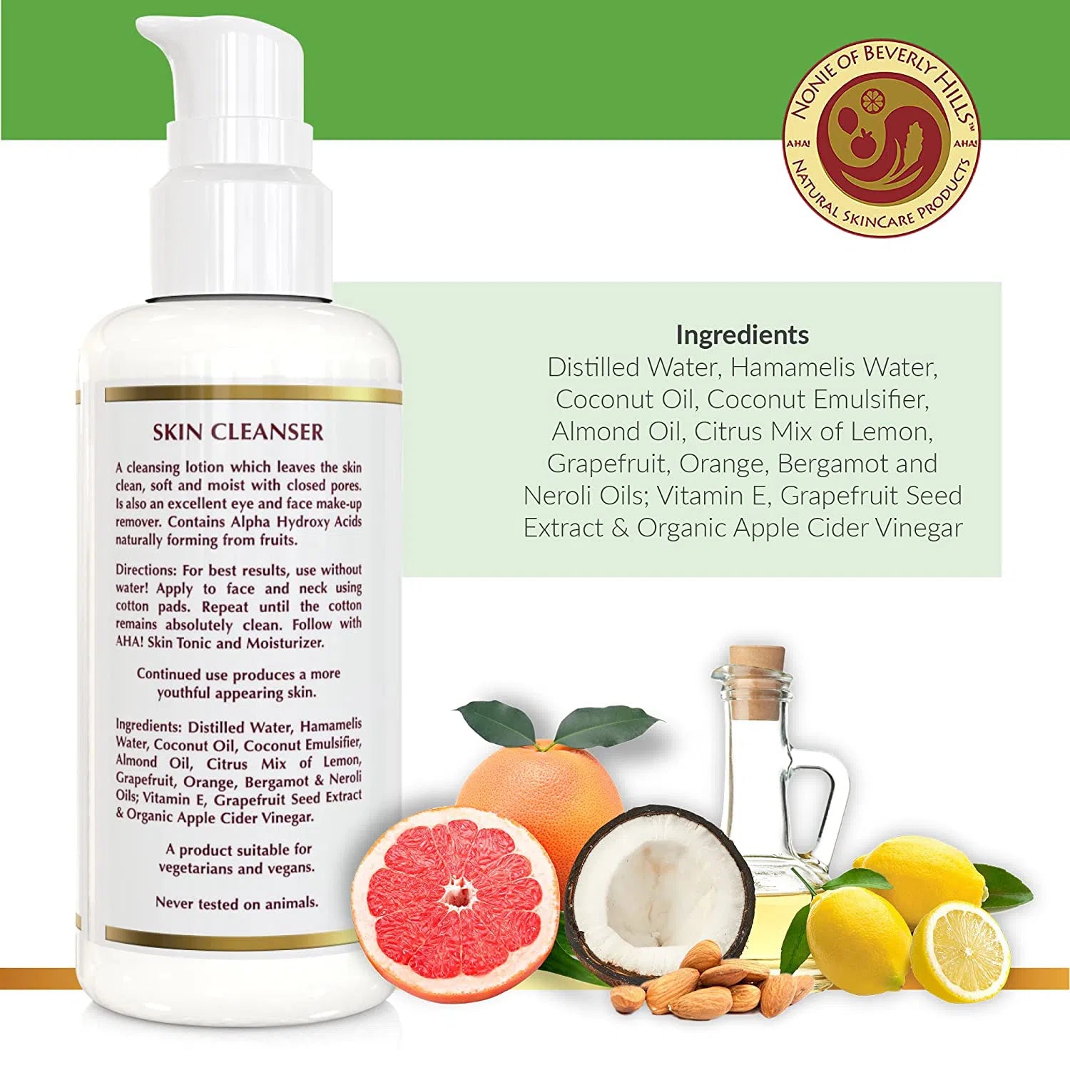 Nonie of Beverly Hills AHA! Exfoliating Facial Cleanser - Gentle Daily Face Wash for Acne, Blackheads & Dull Skin | Perfect for Morning & Night Skincare Routine