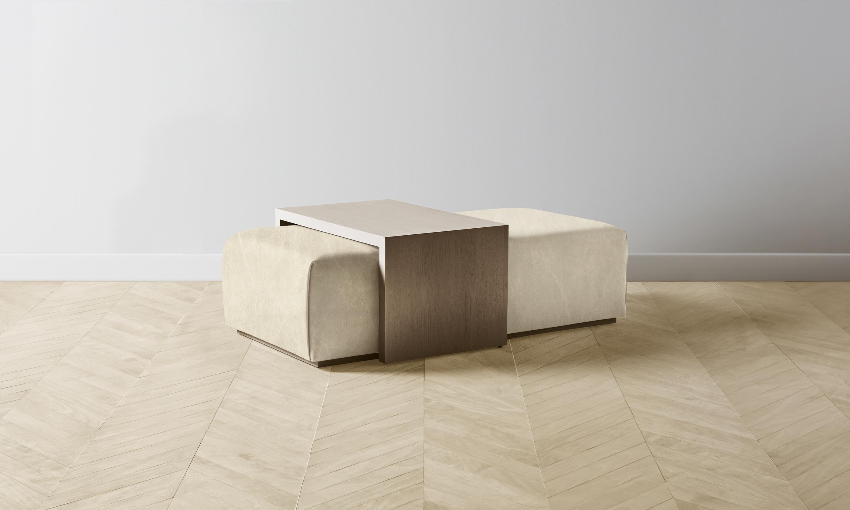 The Bowery Ottoman - Premium Tuscan Leather in Bisque | Stylish Footrest & Accent Chair for Living Room, Bedroom & Office