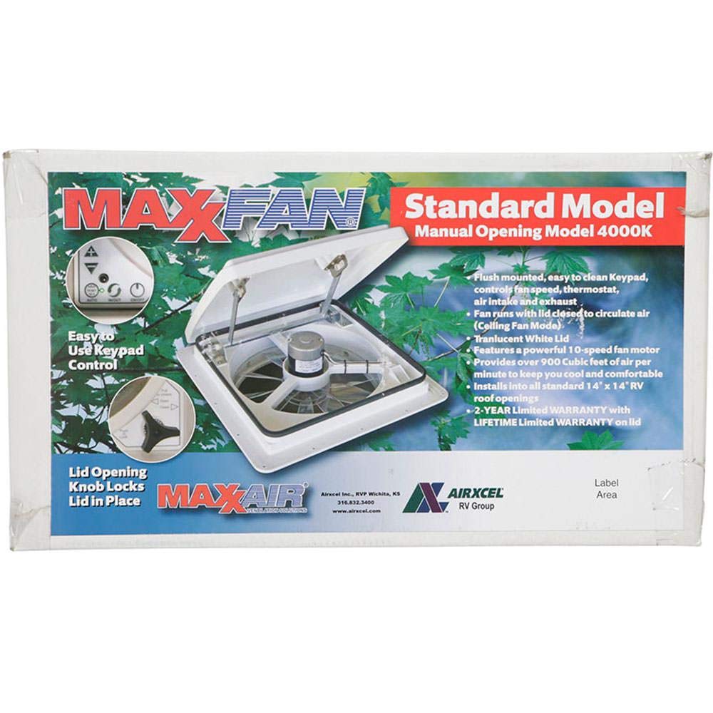 Maxxfan Plus High Powered 10-Speed RV Ventilation Fan - Manual/Remote Control Electric Opening, Easy Ceiling Mount, Rain Sensor Auto-Close, White (00-04000K) | Perfect for RV Camping, Travel Trailers & Motorhomes
