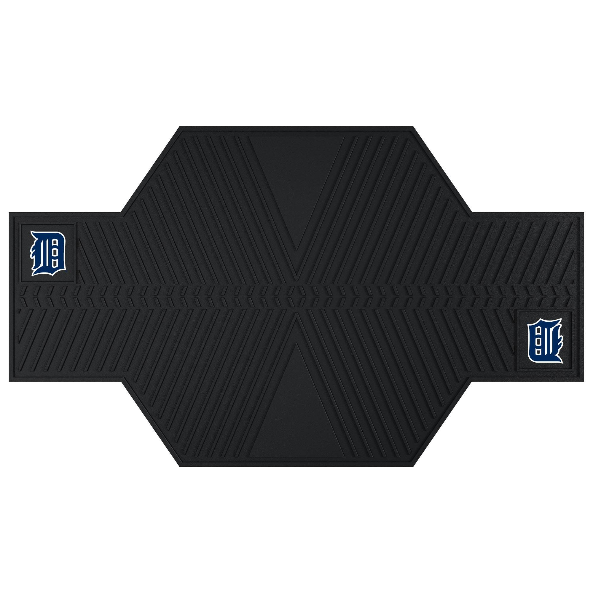 FANMATS 15352 MLB Detroit Tigers Officially Licensed Motorcycle Floor Mat - Non-Slip Rubber Garage Mat for Bikes, Perfect for Home, Garage, and Man Cave Decor