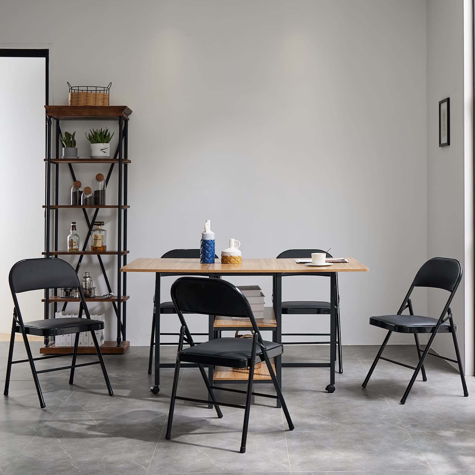 12 Pack Black Folding Chairs with PU Padded Seats - Heavy Duty Steel Frame Stackable Chairs for Indoor Outdoor Use - 330lbs Capacity - Perfect for Office, Wedding, Party, Banquet & Events