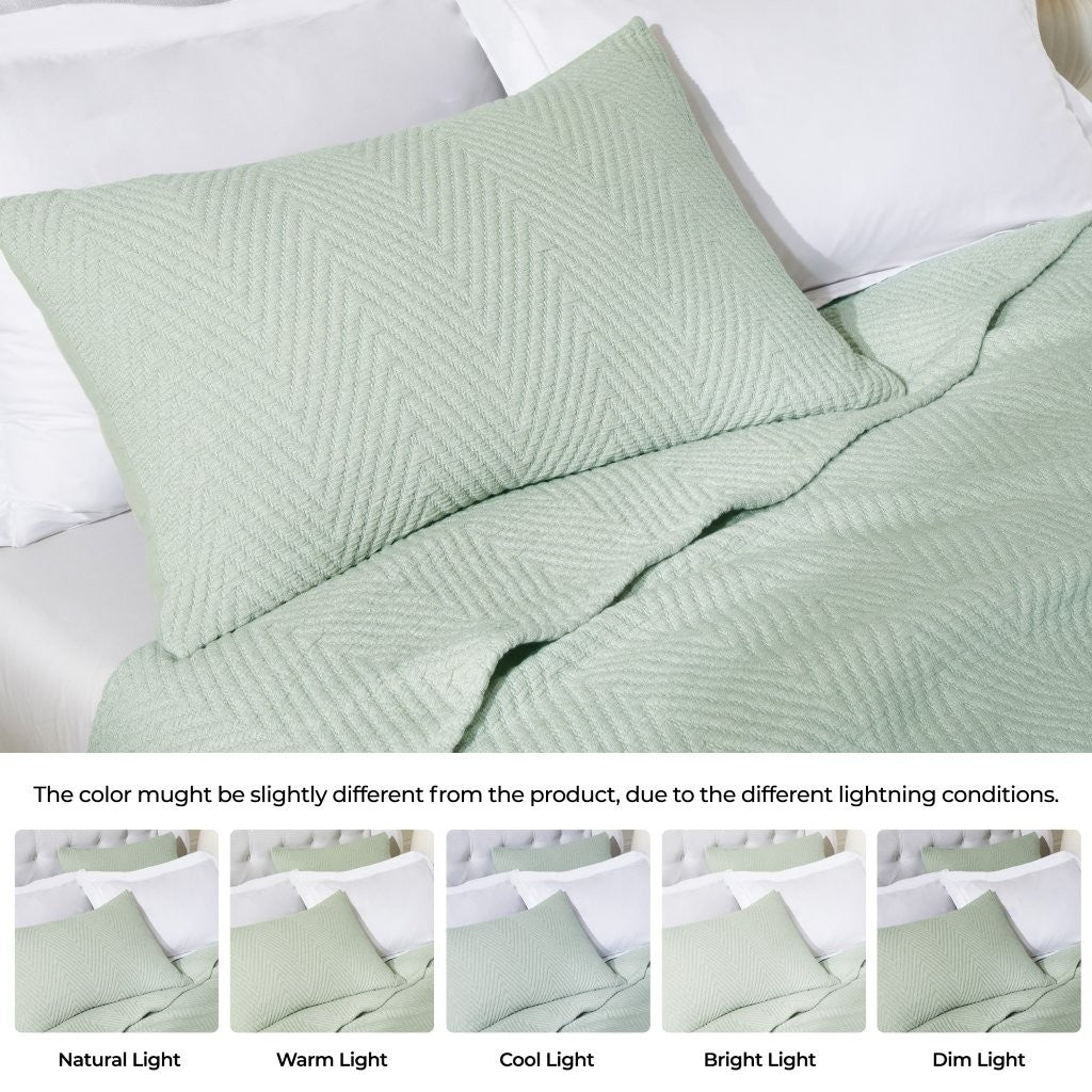 Premium Aswan Cotton Medium Weight Textured Modern Chevron Woven Coverlet - Soft & Breathable Bedspread for All-Season Comfort | Perfect for Master Bedroom, Guest Room & Cozy Home Decor