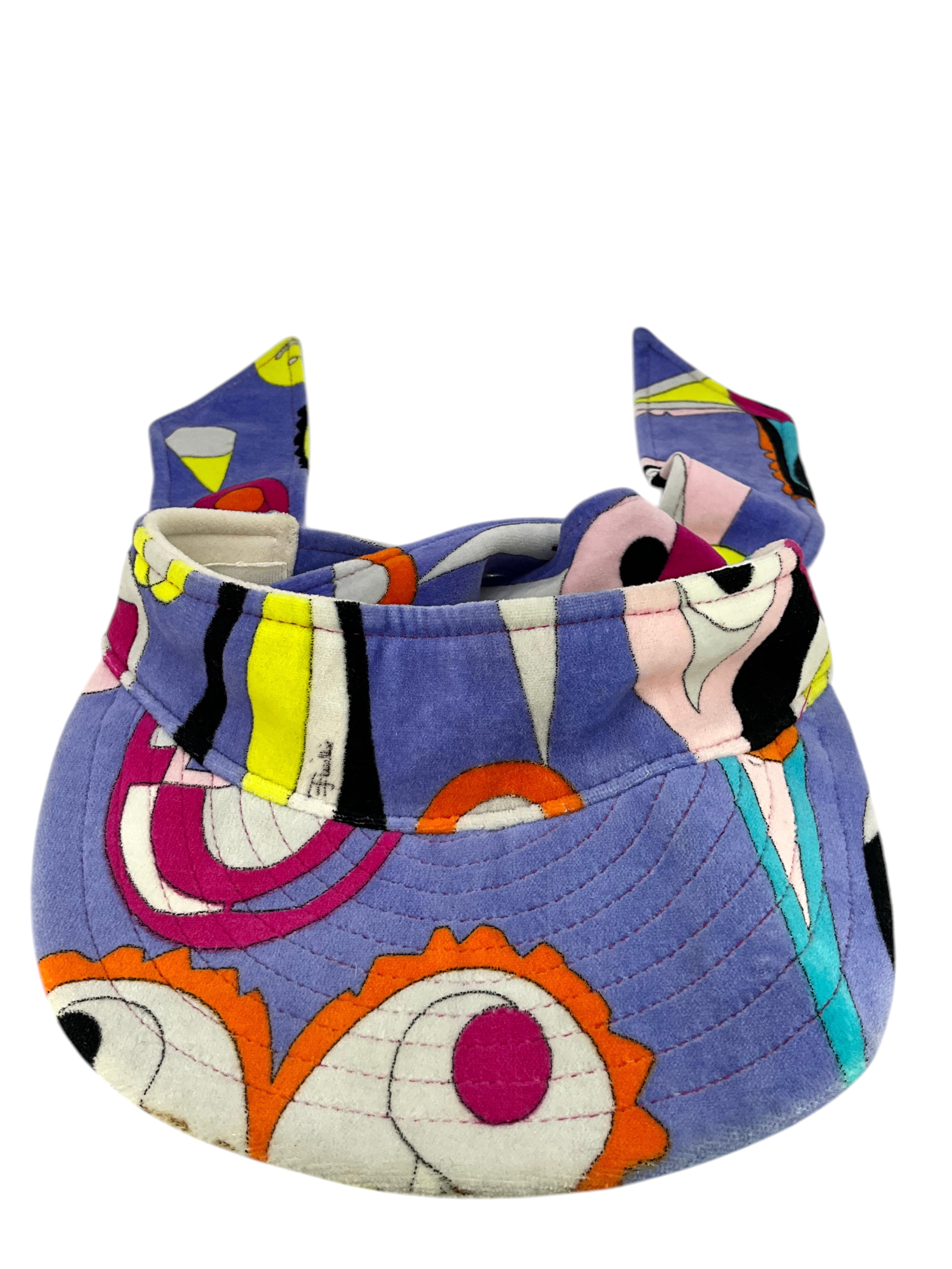 Emilio Pucci Abstract Printed Terrycloth Visor Hat for Women - Summer Beach Sun Protection, Tennis Golf Outdoor Sports Accessories