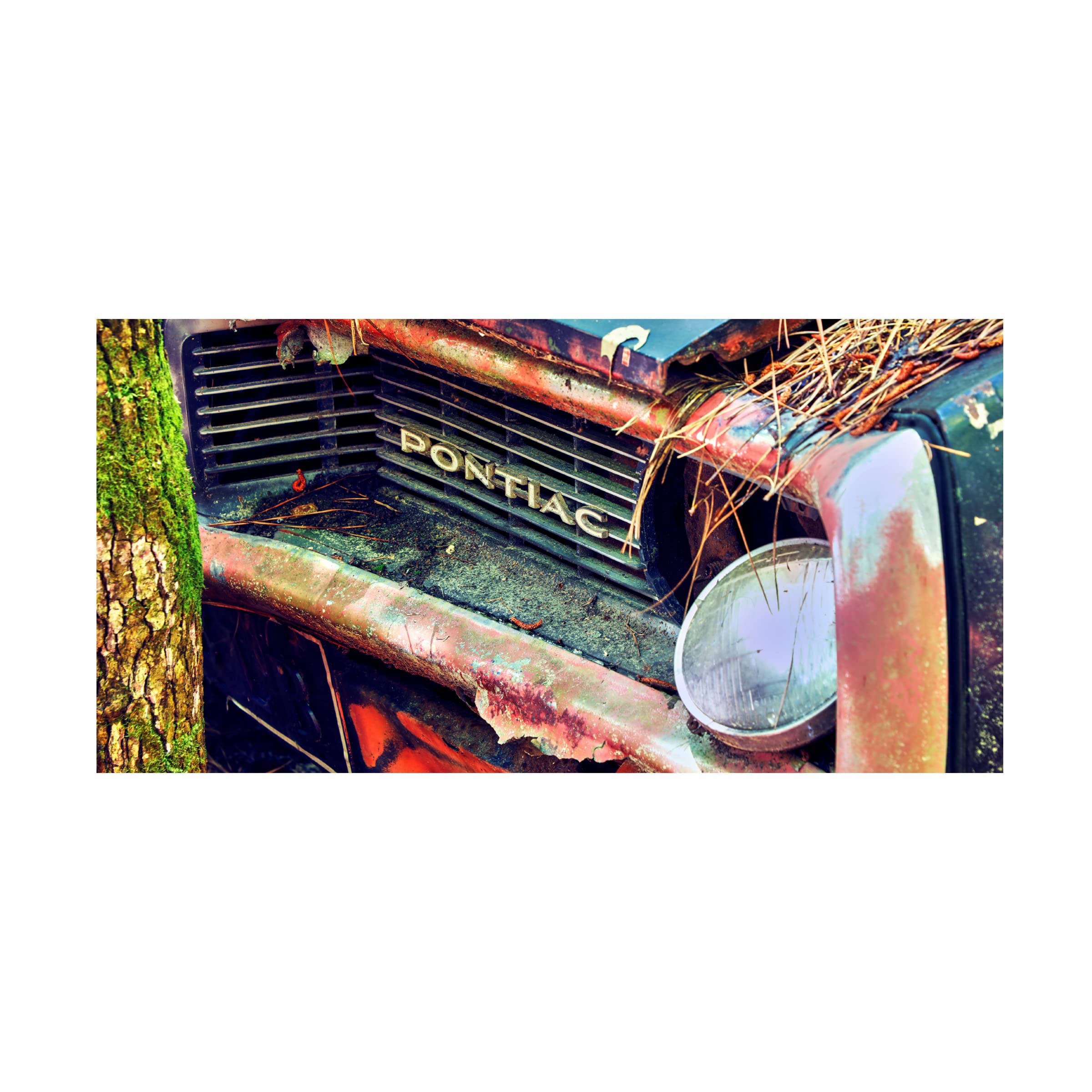 James McLoughlin 'Car Graveyard XIV' 16x32 Canvas Wall Art Print - Vintage Automotive Decor for Living Room, Office & Man Cave