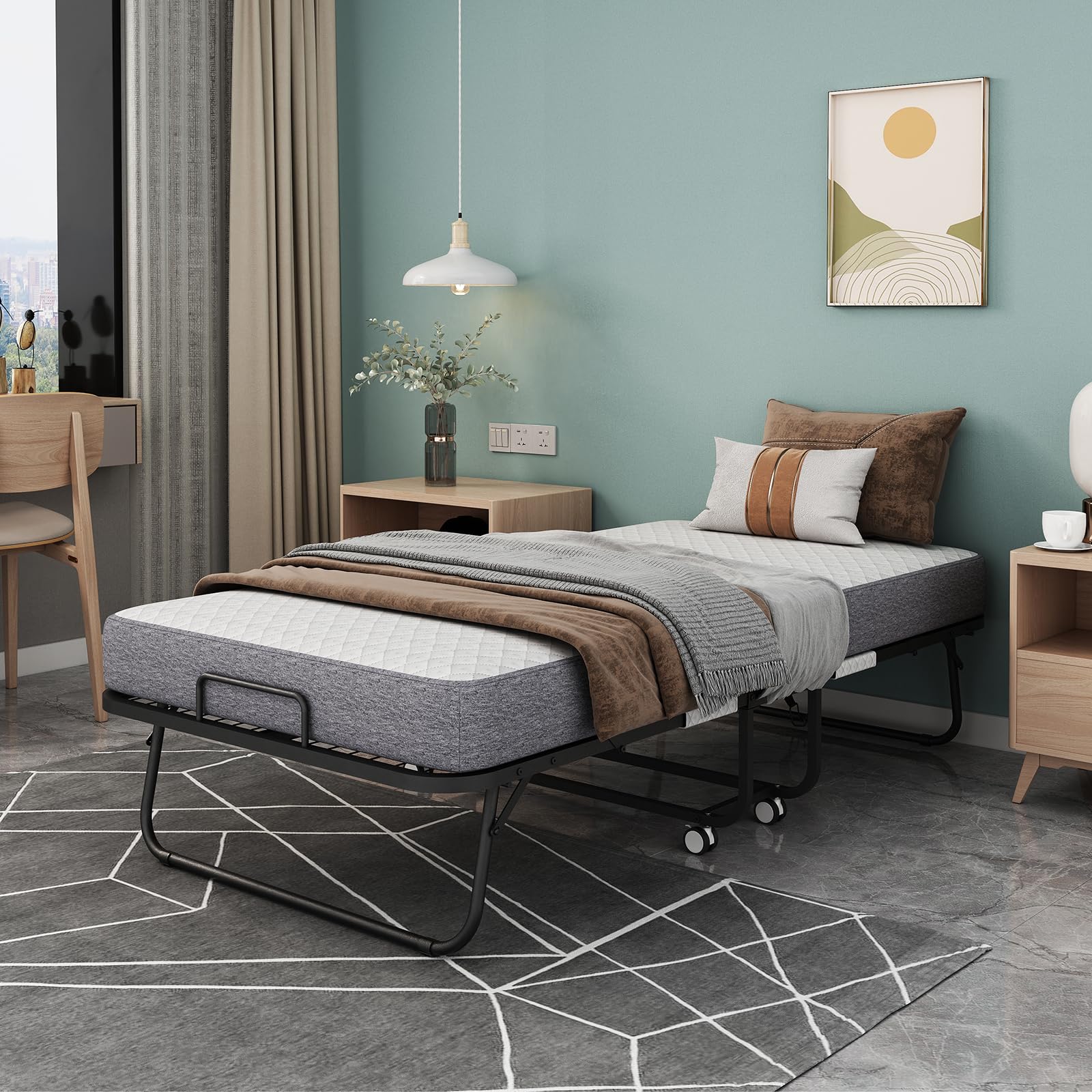 Foldable Guest Bed with Mattress - 75
