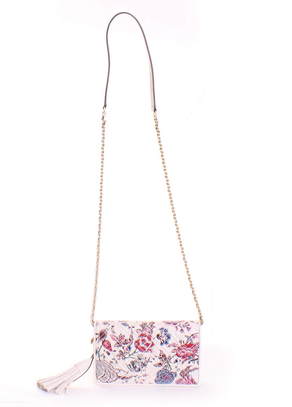 Tory Burch Fleming Floral Leather Chain Wallet Crossbody Bag - Multi Happy Times Print - Stylish Women's Shoulder Purse for Everyday Use, Date Night & Travel Accessories