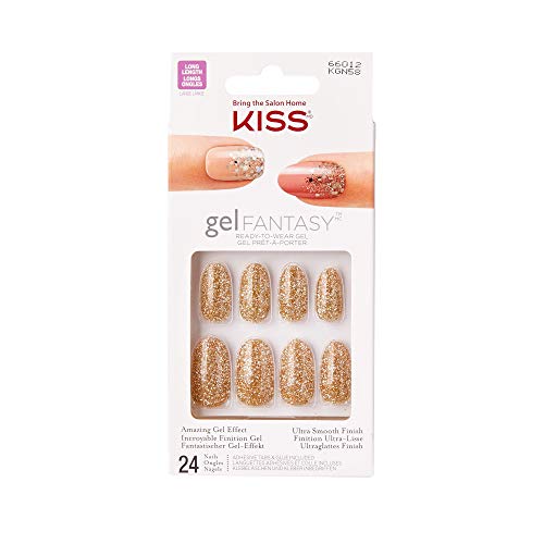 Kiss Gel Fantasy Ready-to-Wear Gel 24 Nails KGN58 Cosmo by Kiss - Long Lasting Fake Nails for Women, Salon Quality Press On Nails for Parties, Weddings & Special Occasions