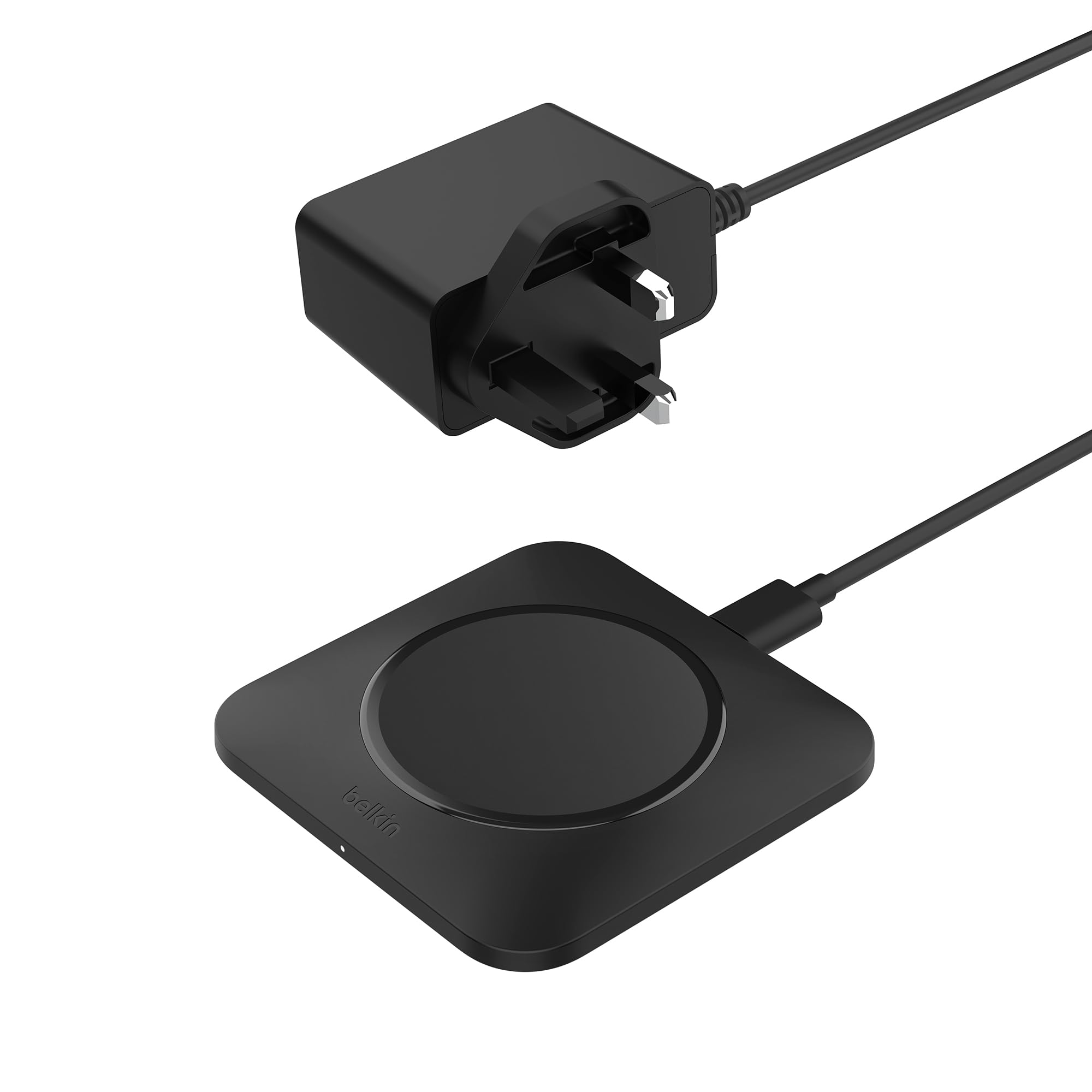 Belkin BoostCharge Pro 15W Fast Wireless Charging Pad - Universal Qi-Certified Charger for iPhone 15/14/13, Samsung Galaxy S23/S22, AirPods Pro & MagSafe Devices - Perfect for Home, Office & Travel - Black