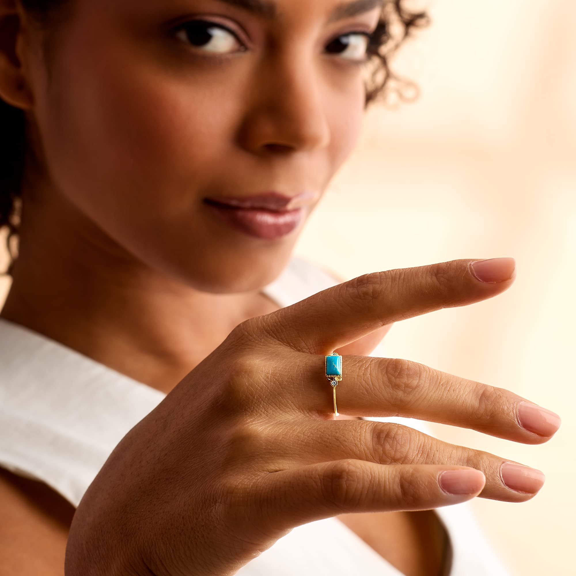 Ross-Simons 14kt Yellow Gold Pure Turquoise and Diamond Ring - Size 7 | Elegant Jewelry for Women, Perfect for Weddings, Anniversaries & Special Occasions