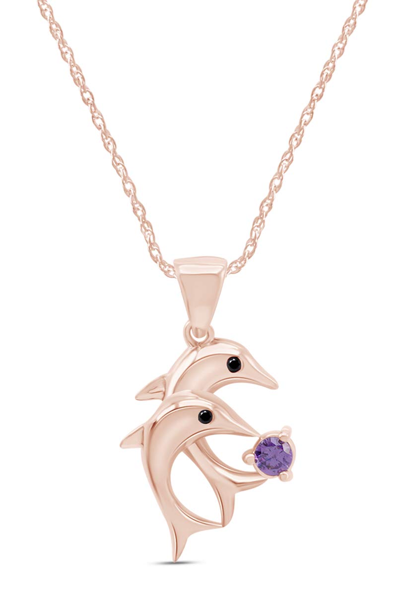 14K Gold Over Sterling Silver Double Dolphin Pendant Necklace for Women - Elegant Layered Jewelry Gift for Birthday, Anniversary & Valentine's Day | Beach & Ocean Theme Fashion Accessory