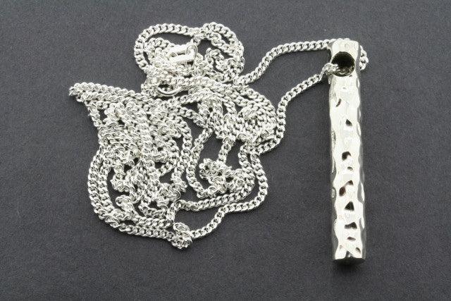 Vintage Battered Cylinder Drop Pendant Necklace with 80cm Link Chain - Perfect for Boho, Gothic & Retro Fashion Outfits