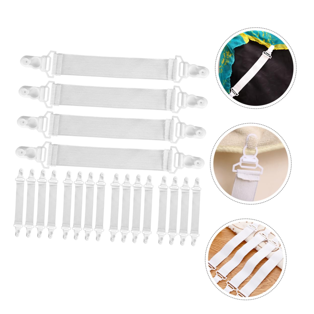 OSALADI 20-Piece Adjustable Bed Sheet Straps - Strong Sheet Clips for Securing Bedding, Fitted Sheets & Mattress Covers - Perfect for Deep Pocket Sheets, King, Queen & Twin Beds