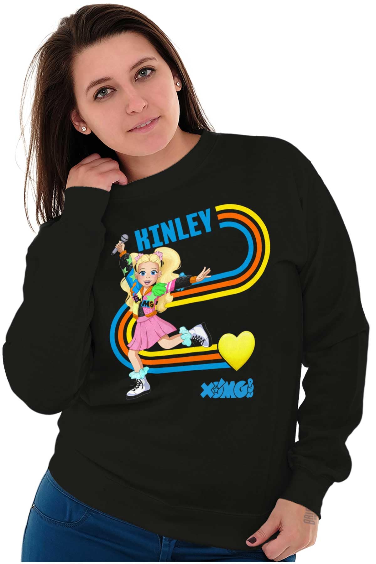 XOMG POP Heart Kinley Love Cartoon Women's Crewneck Sweatshirt - Cute Graphic Pullover for Teens & Adults - Perfect for Casual Wear, School & Fan Merchandise
