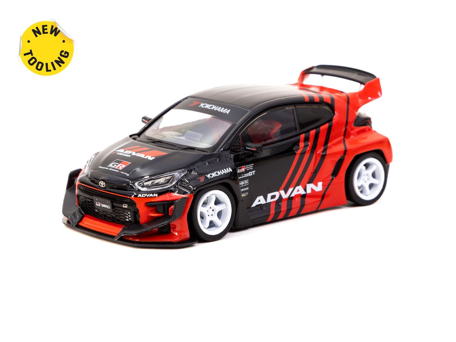 Tarmac Works 1/43 Scale Pandem Toyota Yaris ADVAN Racing Model Car - Collectible Diecast Vehicle for Display & Racing Enthusiasts | Perfect for Home Decor, Office Display & Model Car Collections