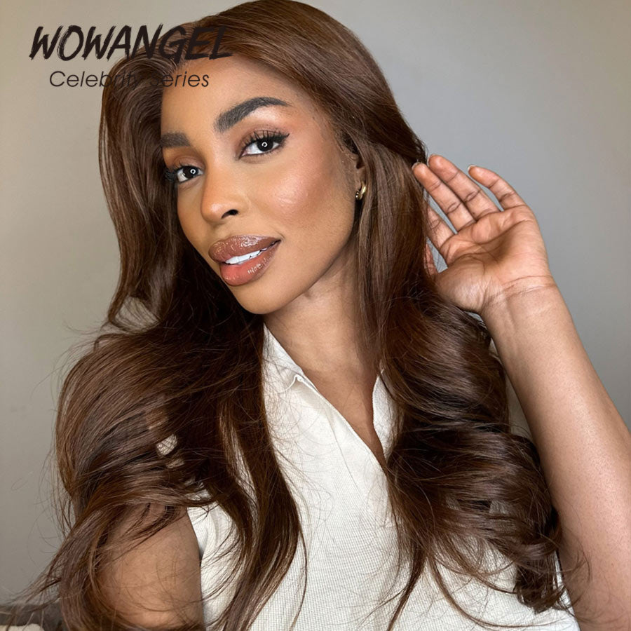 WOWANGEL 13x6 HD Lace Front Wig - Chestnut Brown Skinlike Real Human Hair Wig for Women | Natural Look for Daily Wear, Cosplay & Special Occasions