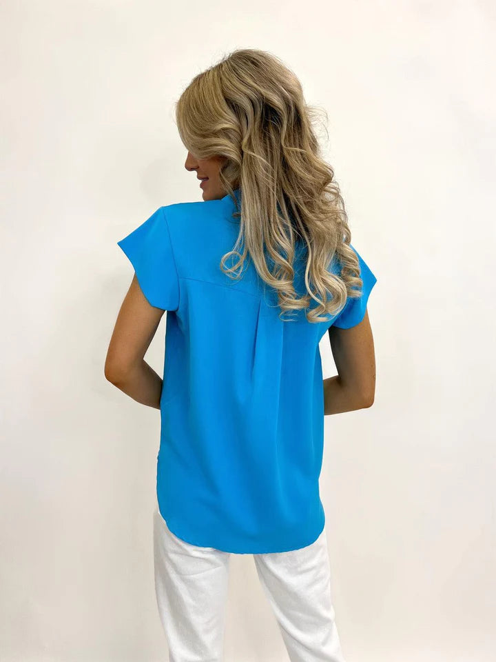 Chianti Top (Blue) - Stylish Women's Casual Blouse for Everyday Wear | Perfect for Office, Outings & Date Nights
