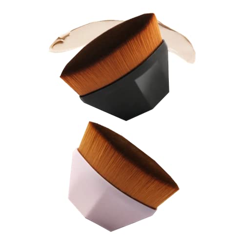 2 Pack Foundation Makeup Brush Set with Protective Case - Professional Kabuki Brush for Liquid, Cream & Powder Cosmetics - Travel Friendly Makeup Tools for Flawless Blending (Perfect for On-the-Go Touchups & Professional Makeup Application)